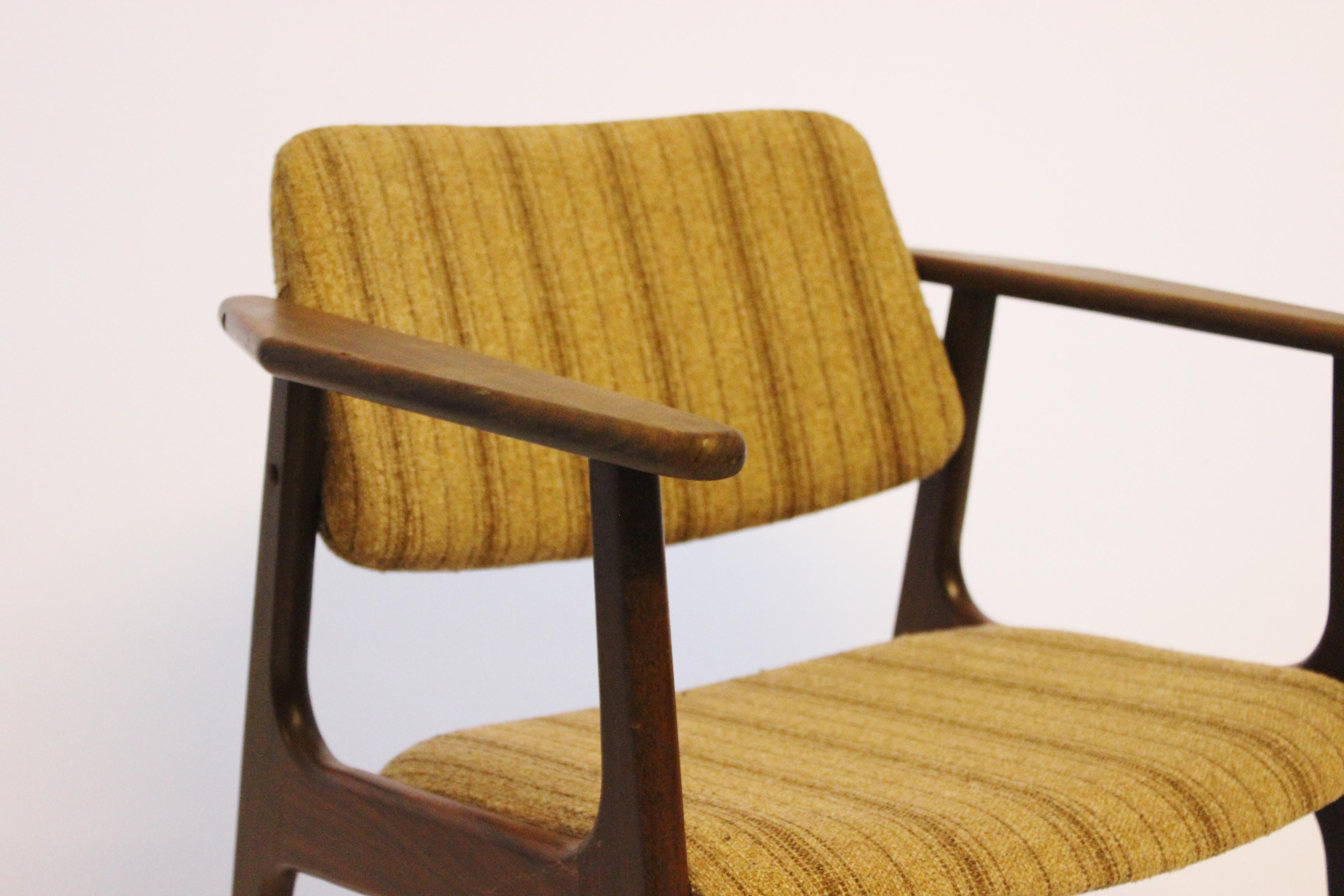 Fabric Set of Four Armchairs in Teak by Erik Buch, 1960s For Sale