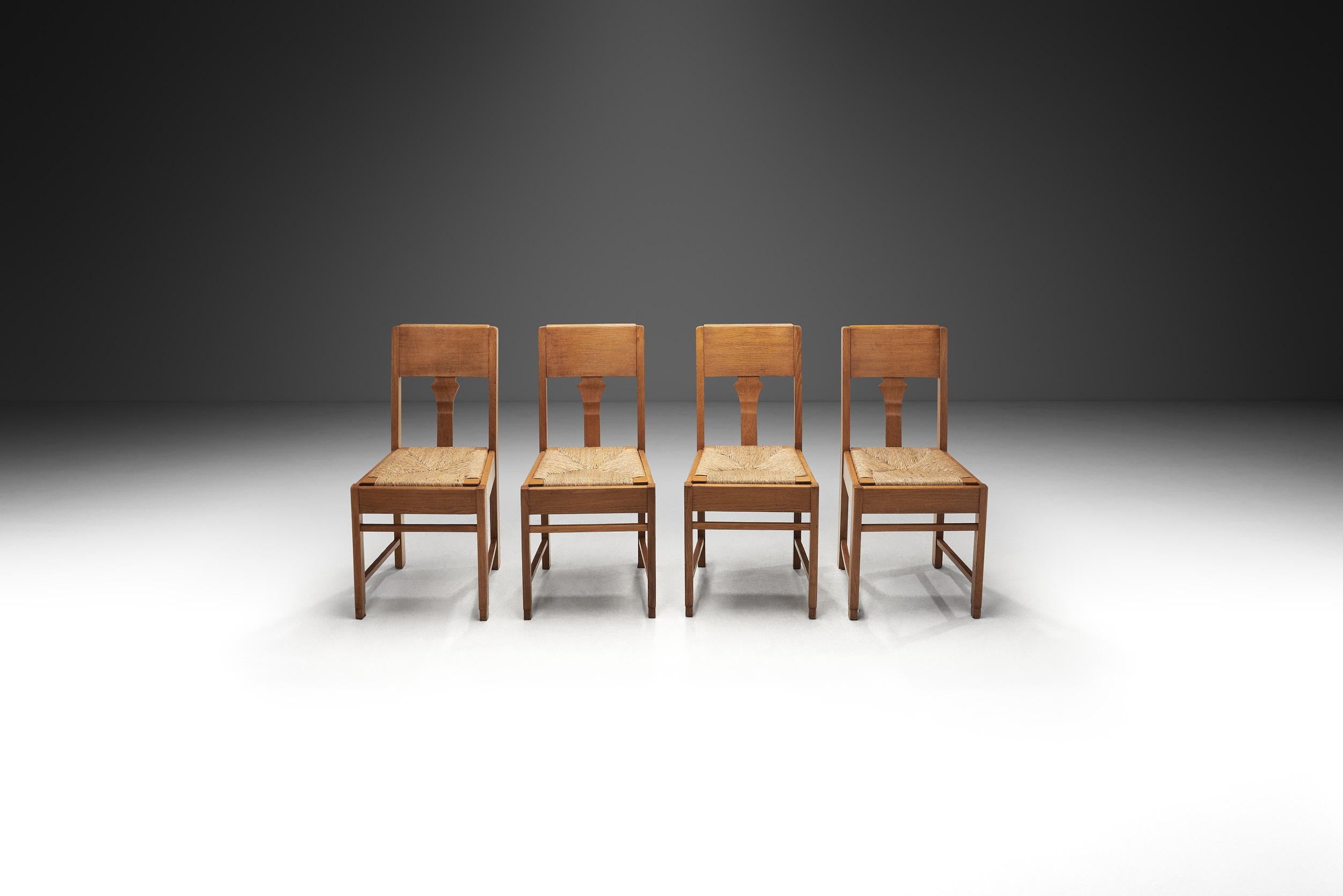 European A Set of Four Art Deco Dining Chairs, Europe Early 20th century