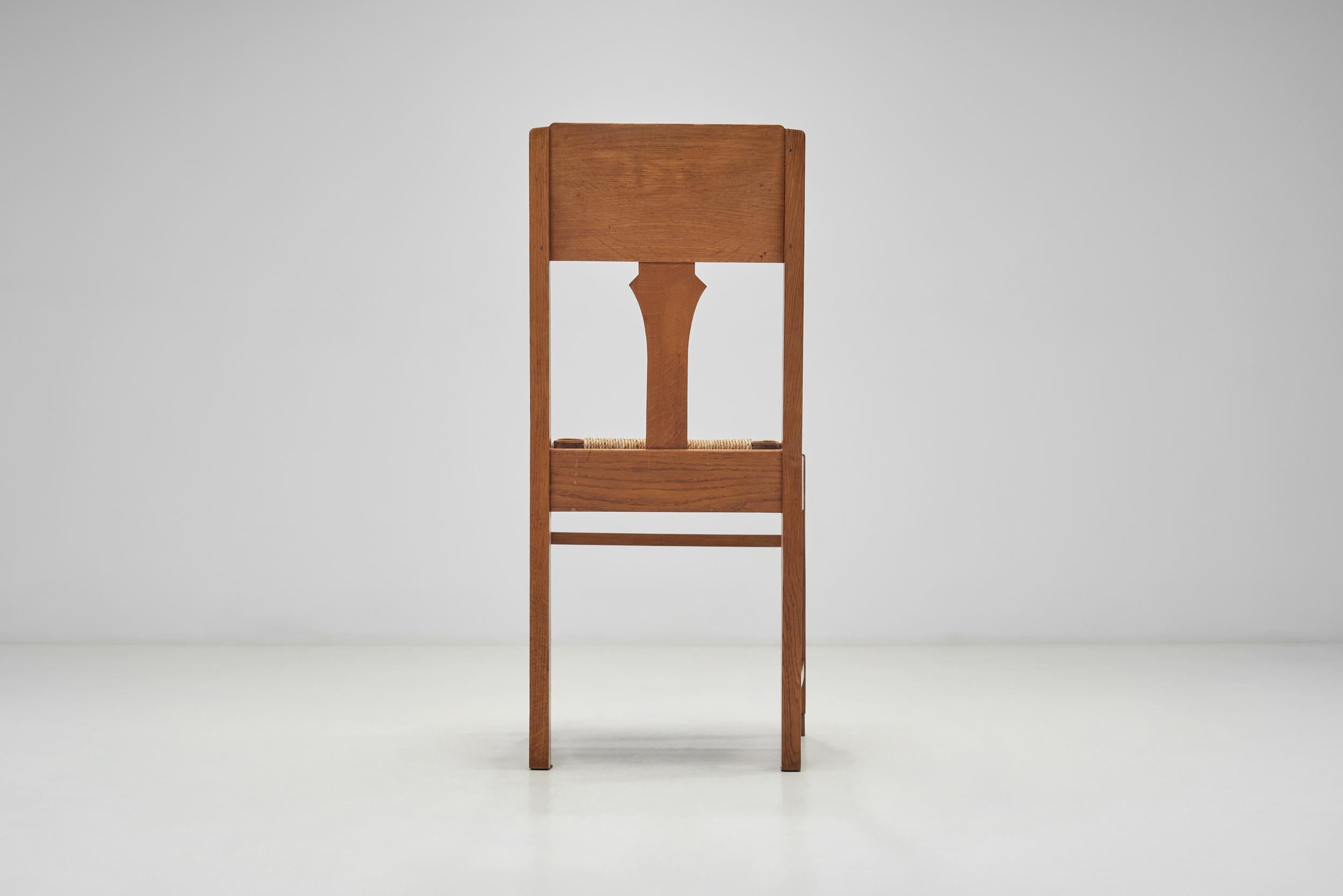 Rush A Set of Four Art Deco Dining Chairs, Europe Early 20th century