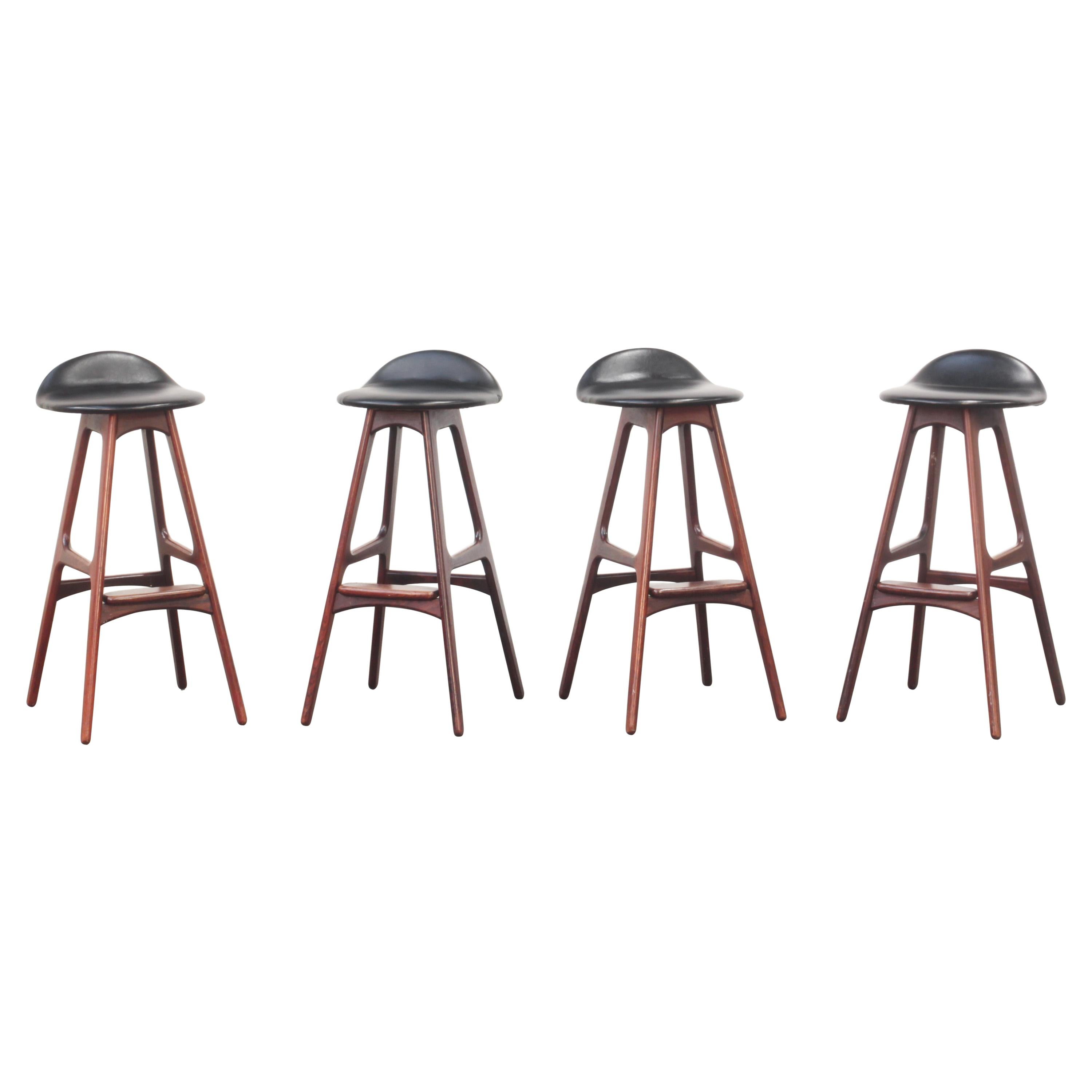 Set of Four Barstools by Erik Buch for Odense Mobelfarik, Denmark, 1960ies