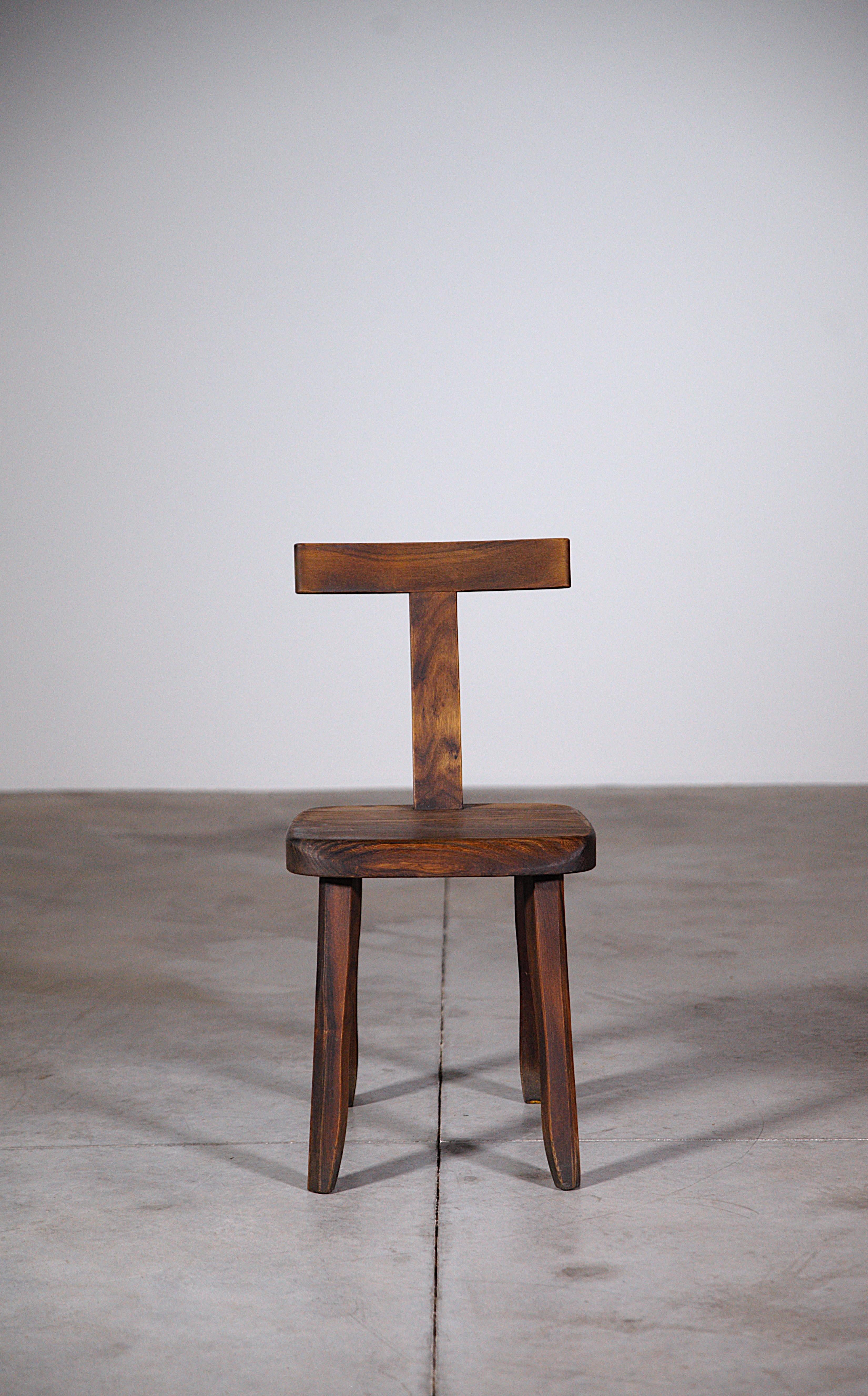 Late 20th Century A Set of Four Brutalist Dining T Chairs by Aranjou France 1960s