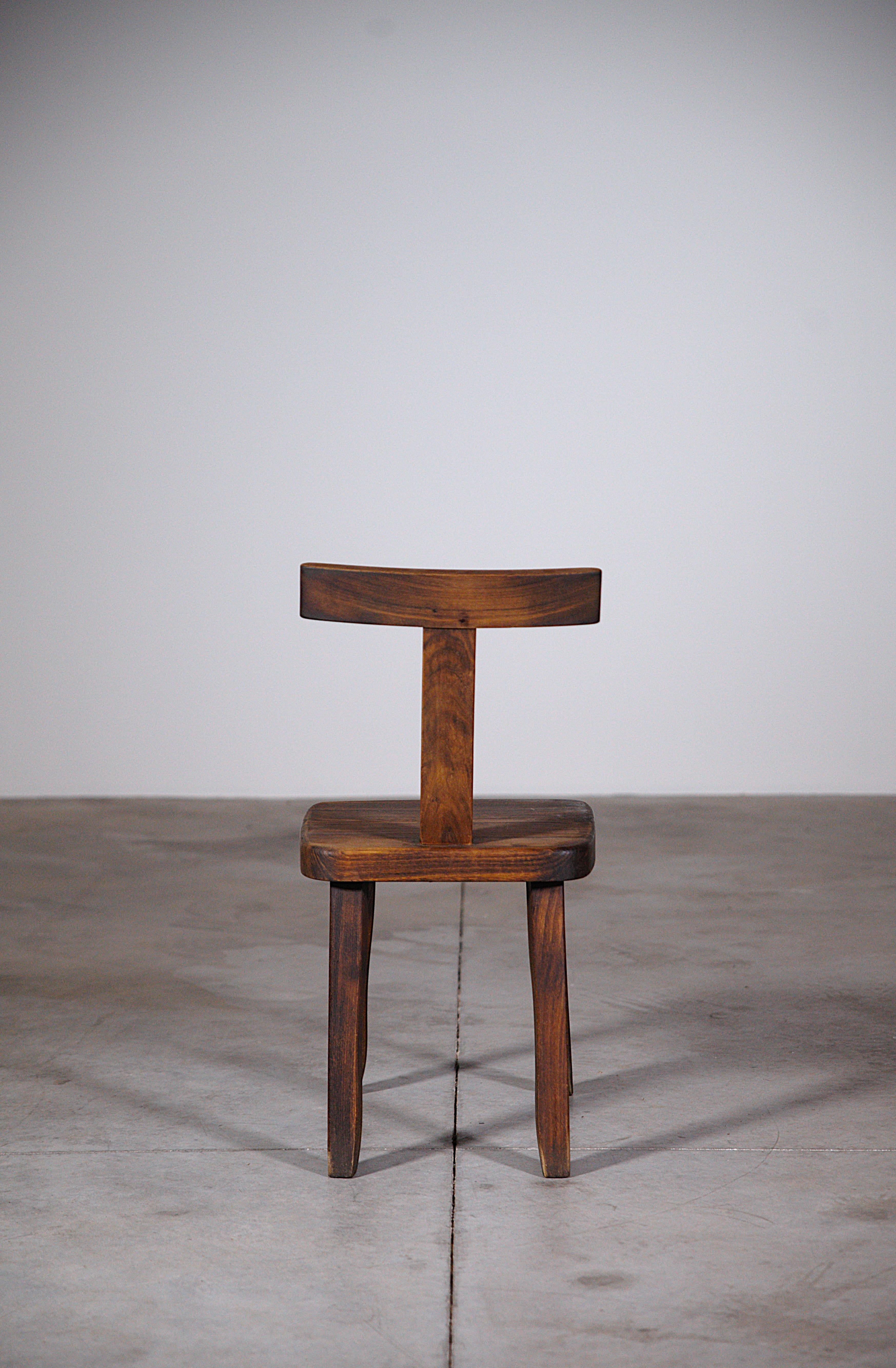 A Set of Four Brutalist Dining T Chairs by Aranjou France 1960s 1