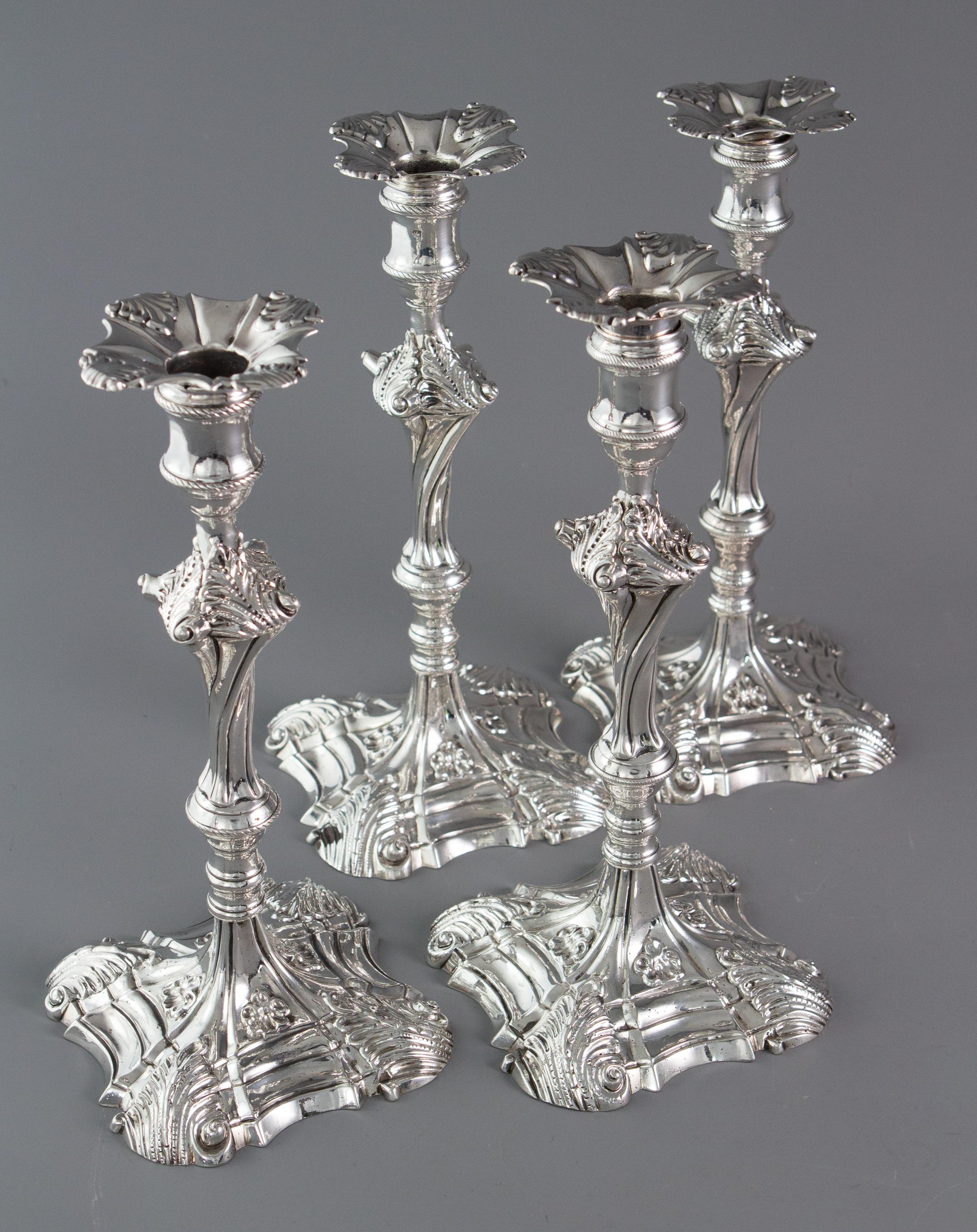 Set of Four Cast Silver Candlesticks, London, 1764-1765 5