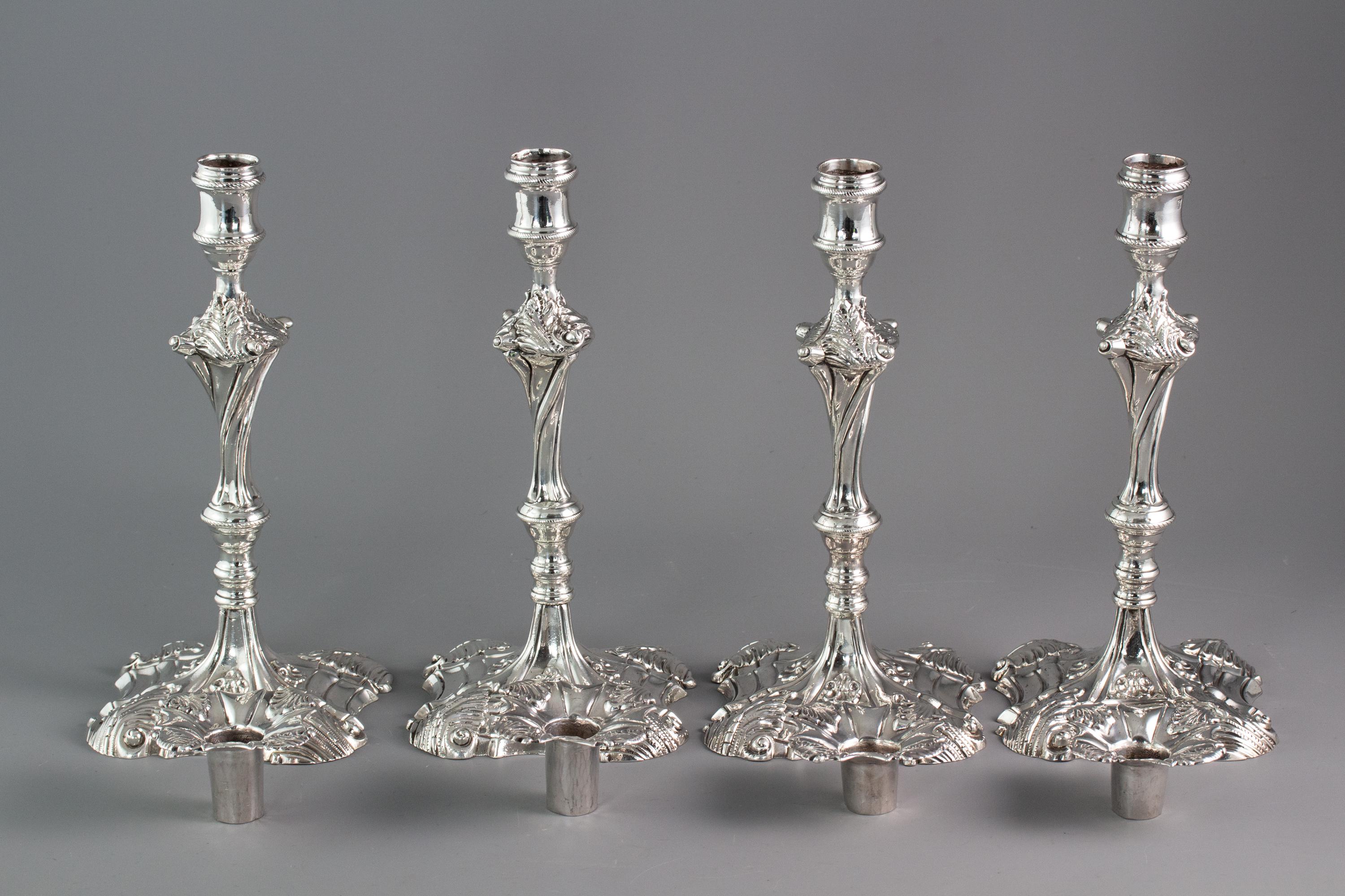 Set of Four Cast Silver Candlesticks, London, 1764-1765 7