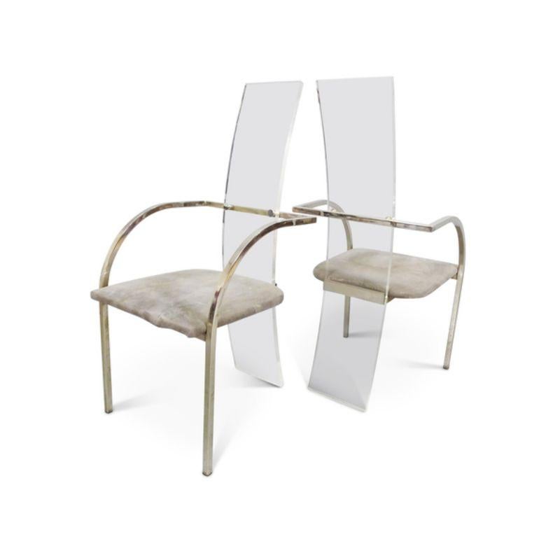 A Set of Four Charles Hollis Jones lucite Dining Chairs By The Esteemed American Modernist Designer Named 