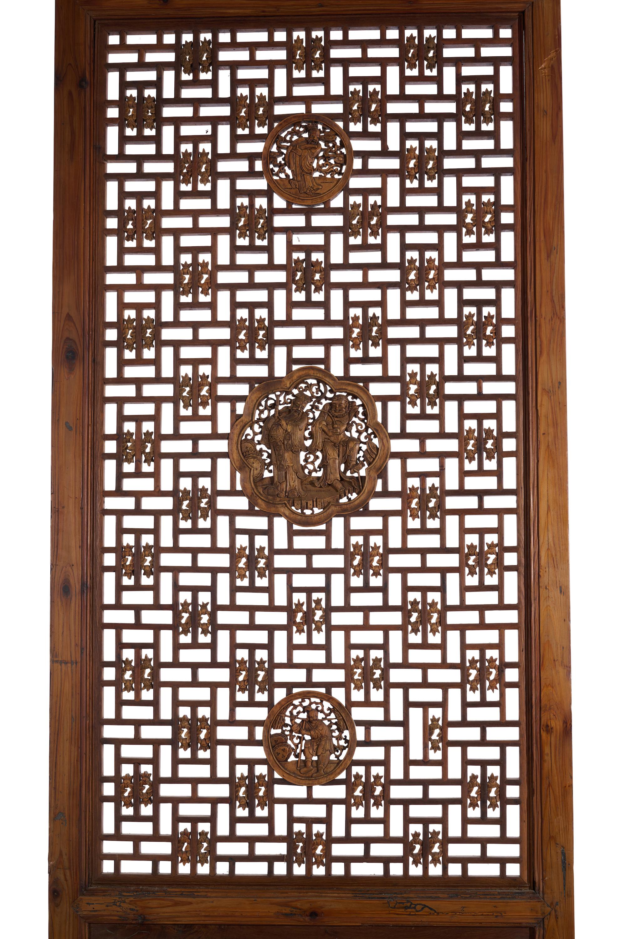 19th Century A Set of Four Chinese Carved and Reticulated Door Panels Late Qing Dynasty For Sale