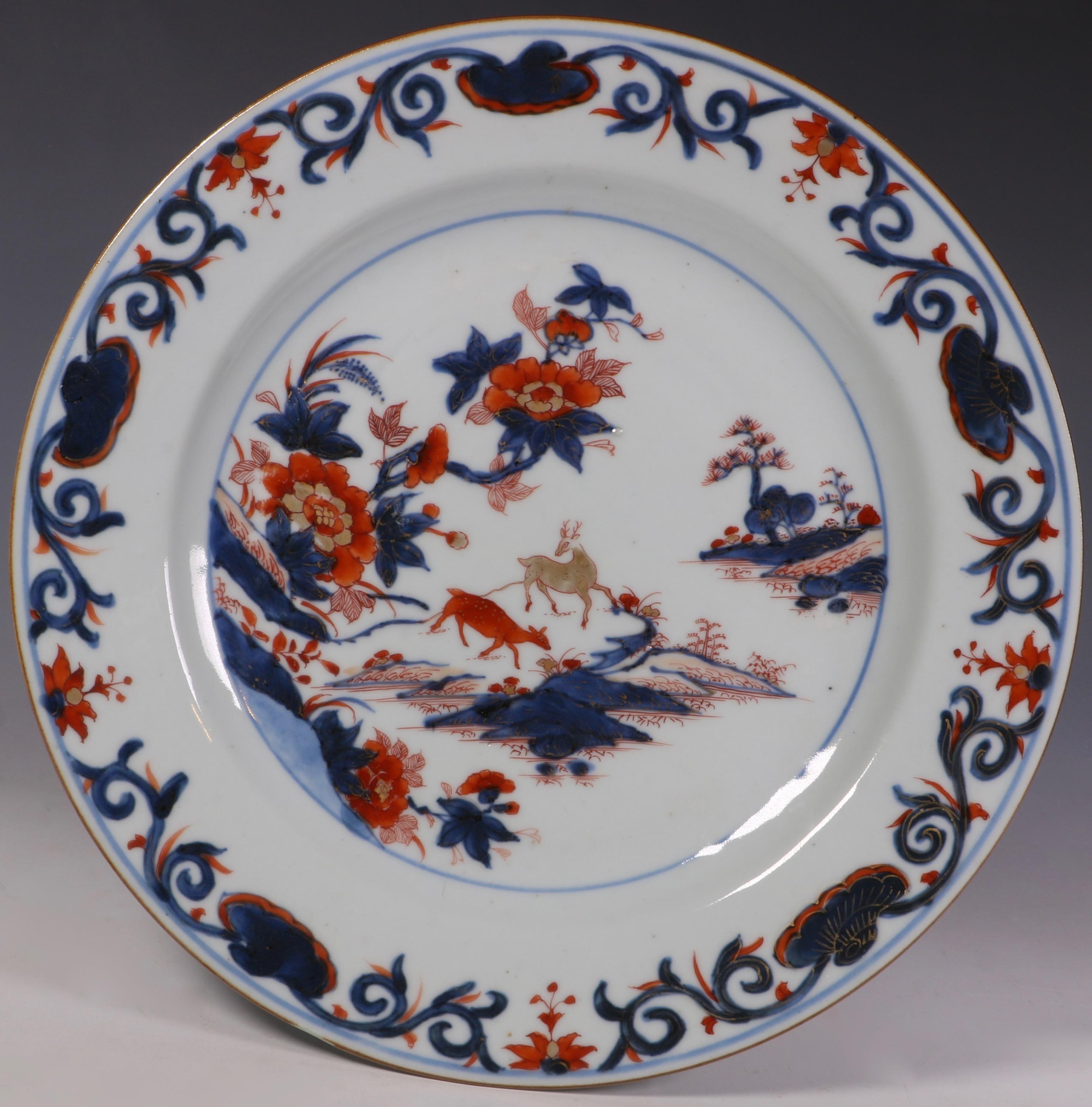 Set of Four Chinese Export Porcelain Imari Plates Qianlong circa 1740-1750 In Good Condition For Sale In Frome, Somerset