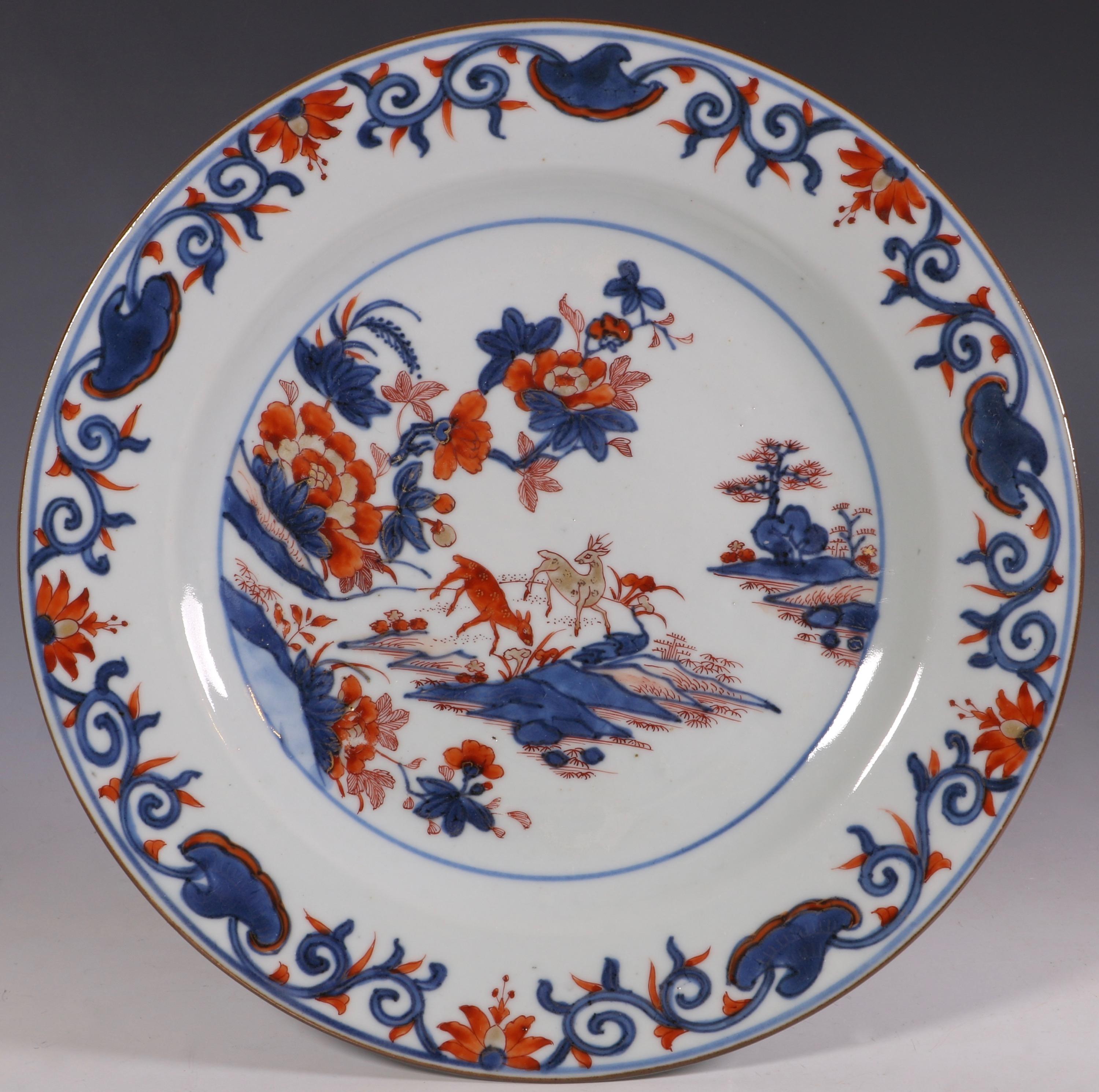 Set of Four Chinese Export Porcelain Imari Plates Qianlong circa 1740-1750 For Sale 2