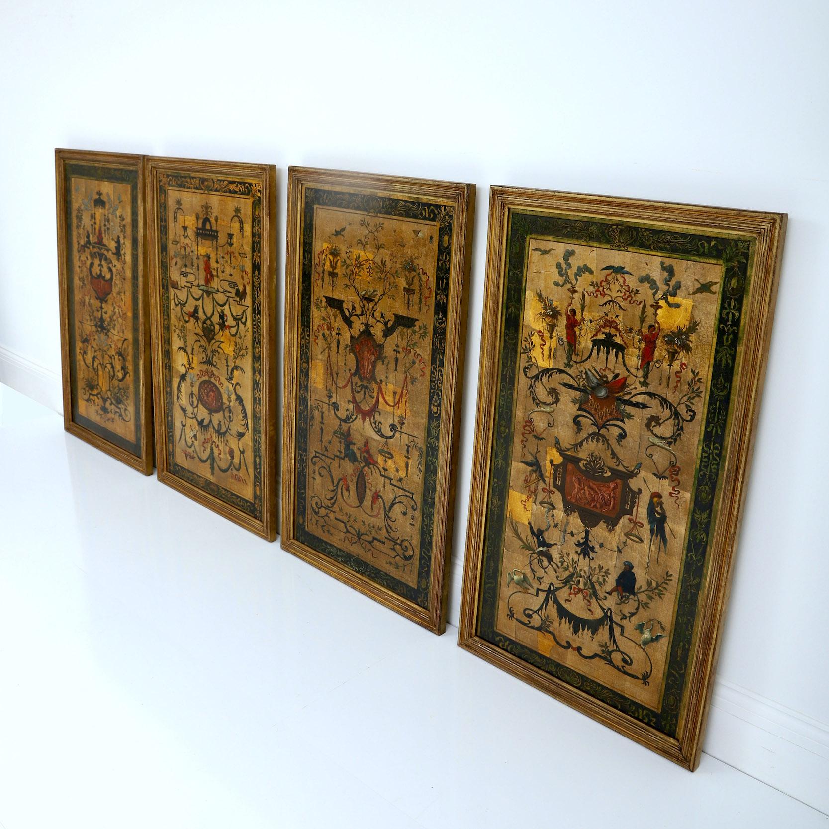 French Set of Four Chinoiserie Paintings