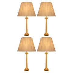 A set of four Continental 19th century NeoClassical st Verde Antico marble lamps