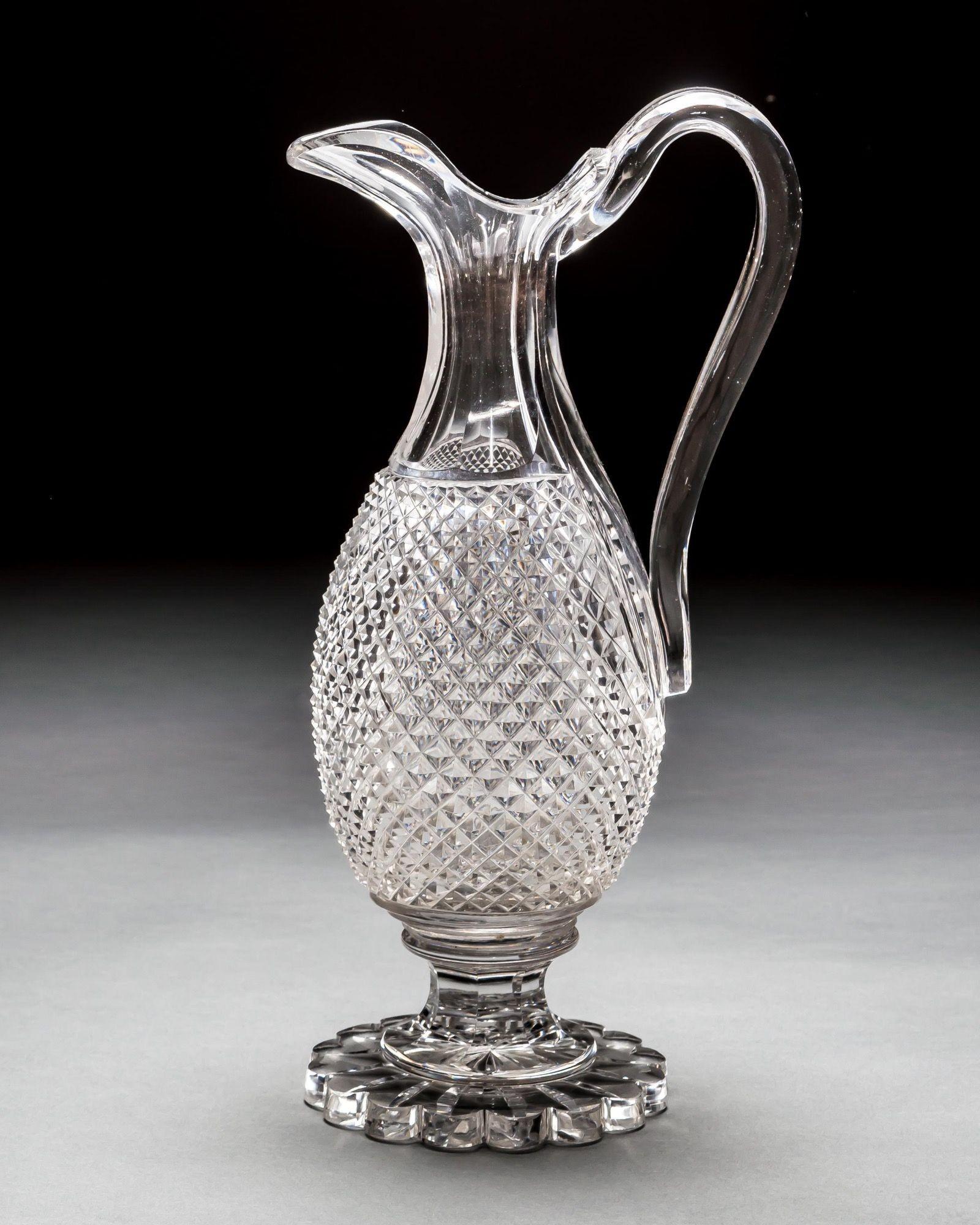 19th Century A Set of Four Diamond & Swirl Cut Decanters With Corresponding Wine Ewer For Sale