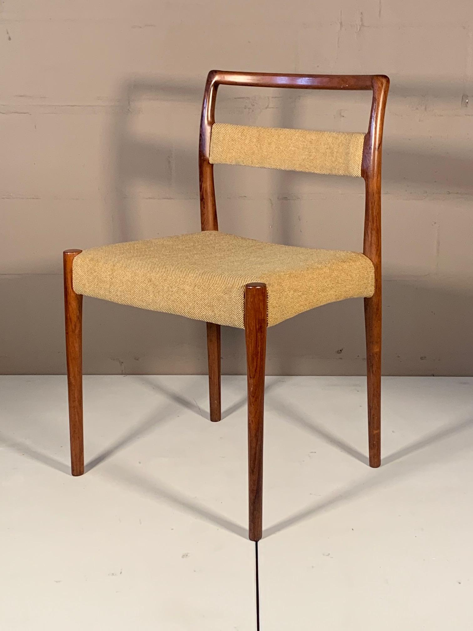 Mid-20th Century Set of Four Dining Chairs by Kai Kristiansen in Brazilian Rosewood For Sale