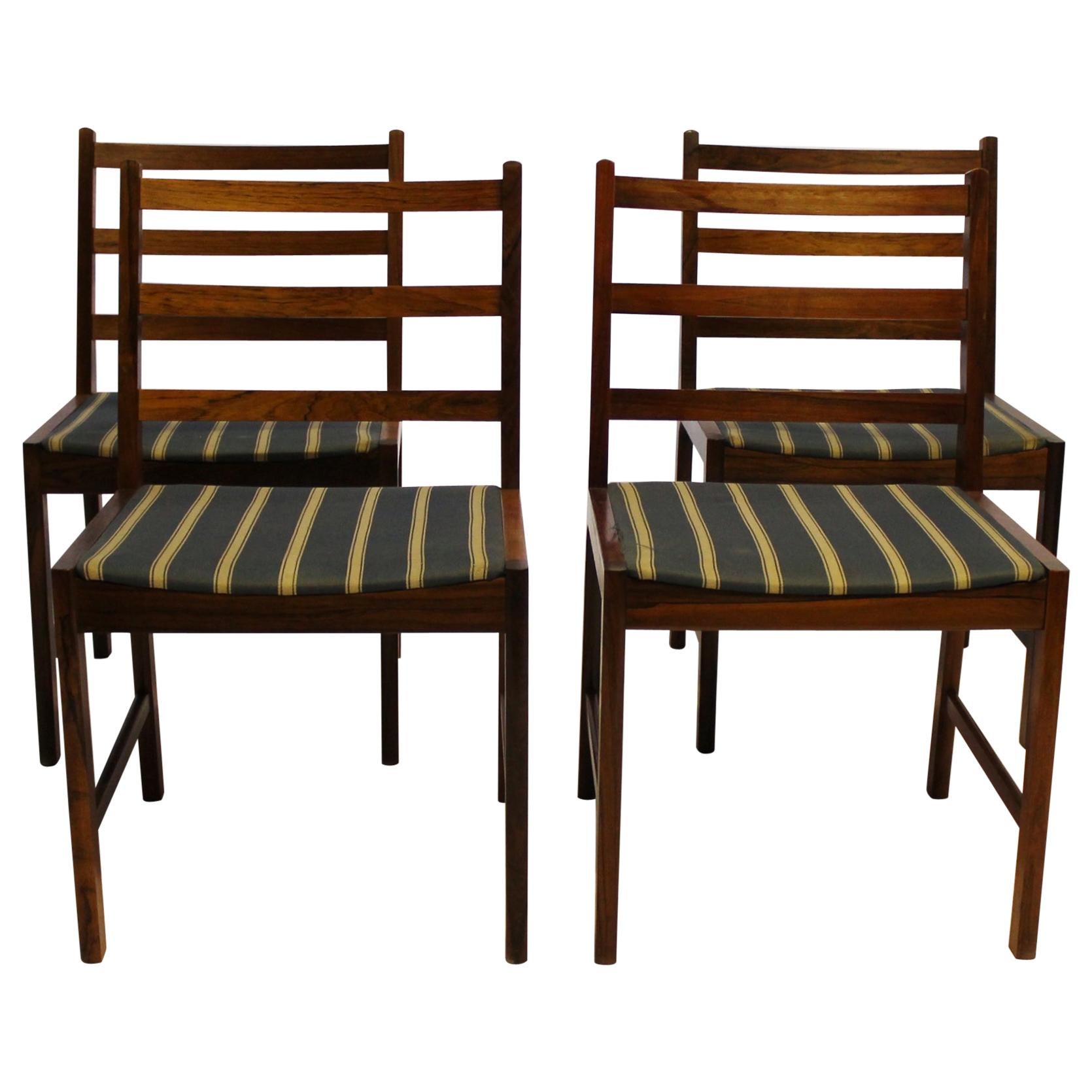 Set aus vier Esszimmerstühlen aus Palisanderholz, dänisches Design, 1960er Jahre