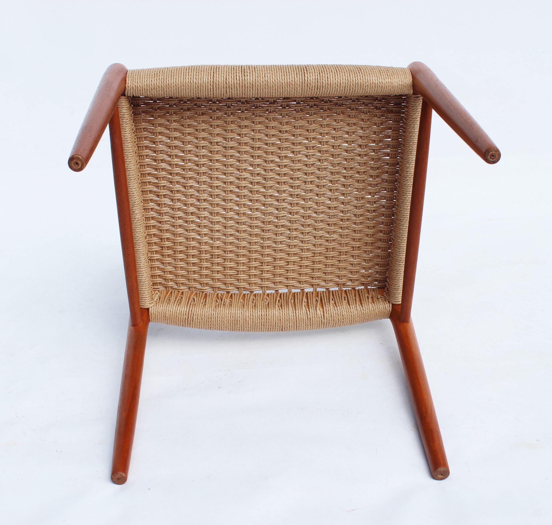 Set of Four Dining Chairs, Model 75, in Teak and Papercord by N.O. Møller 1