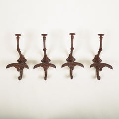 Set of Four English Cast Iron Hat and Coat Hooks