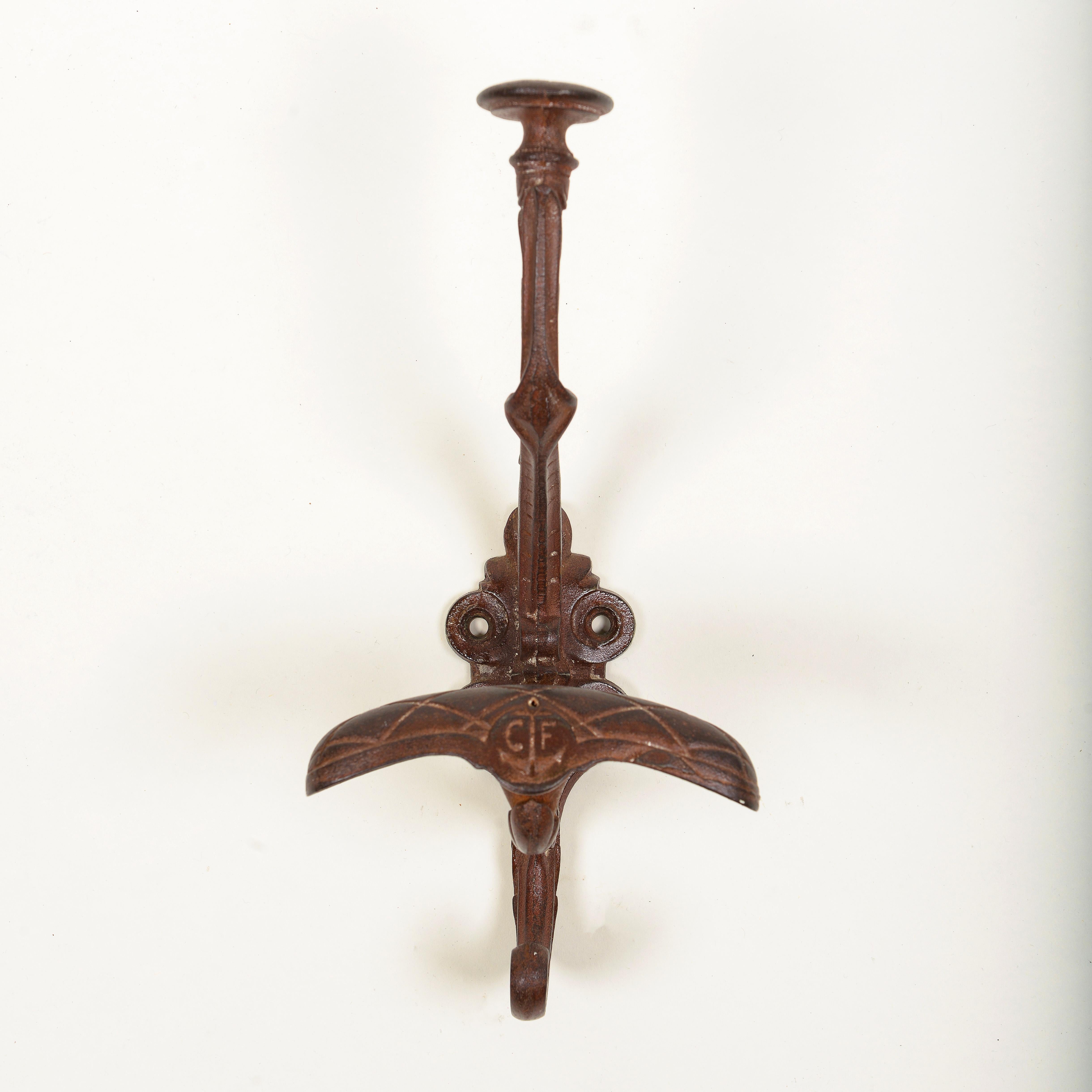 Set of Four English Cast Iron Hat and Coat Hooks In Excellent Condition In New York, NY
