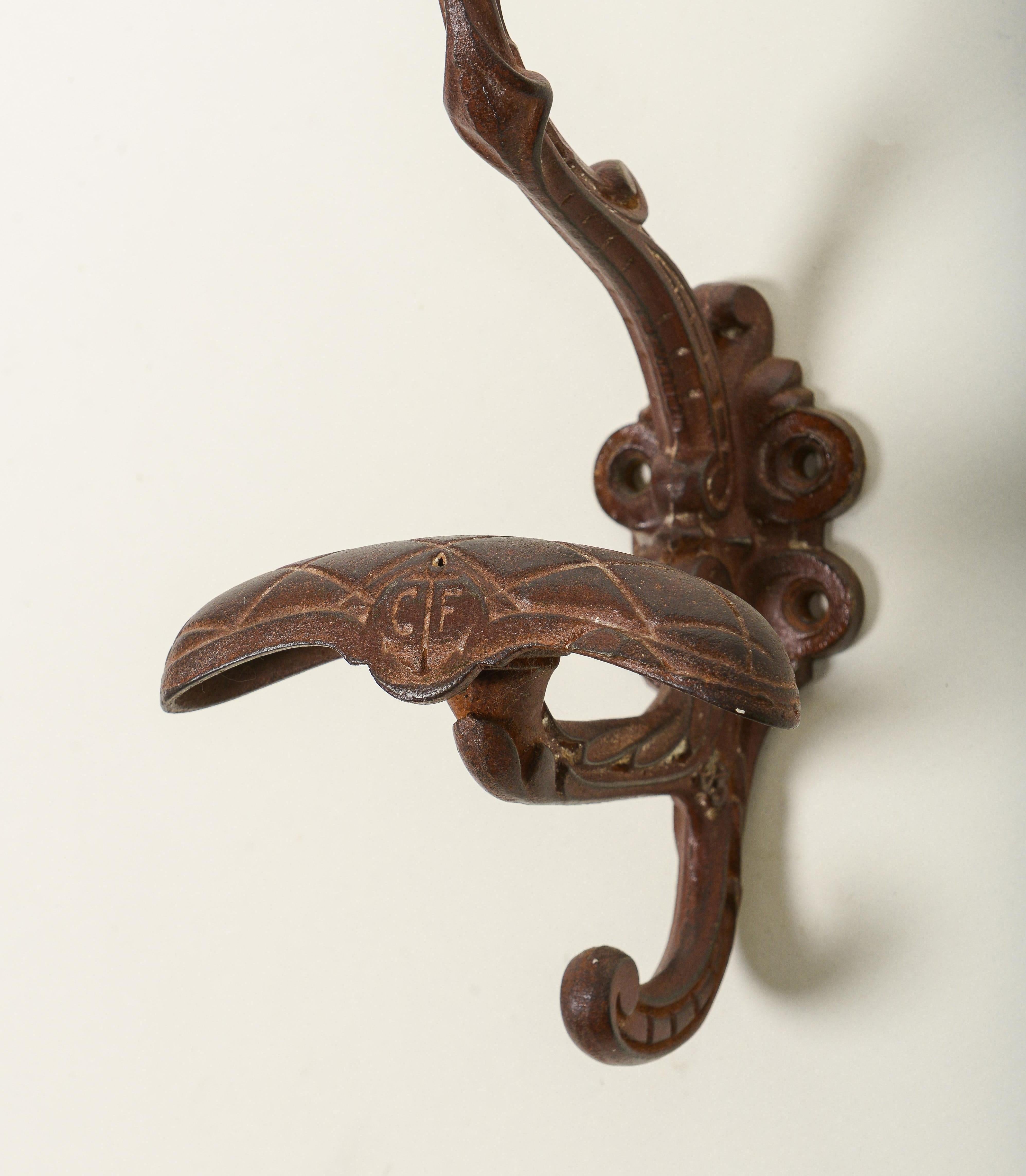 Set of Four English Cast Iron Hat and Coat Hooks 1