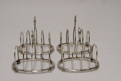 Set of Four English Hall Marked Silver Individual Toast Racks 1910