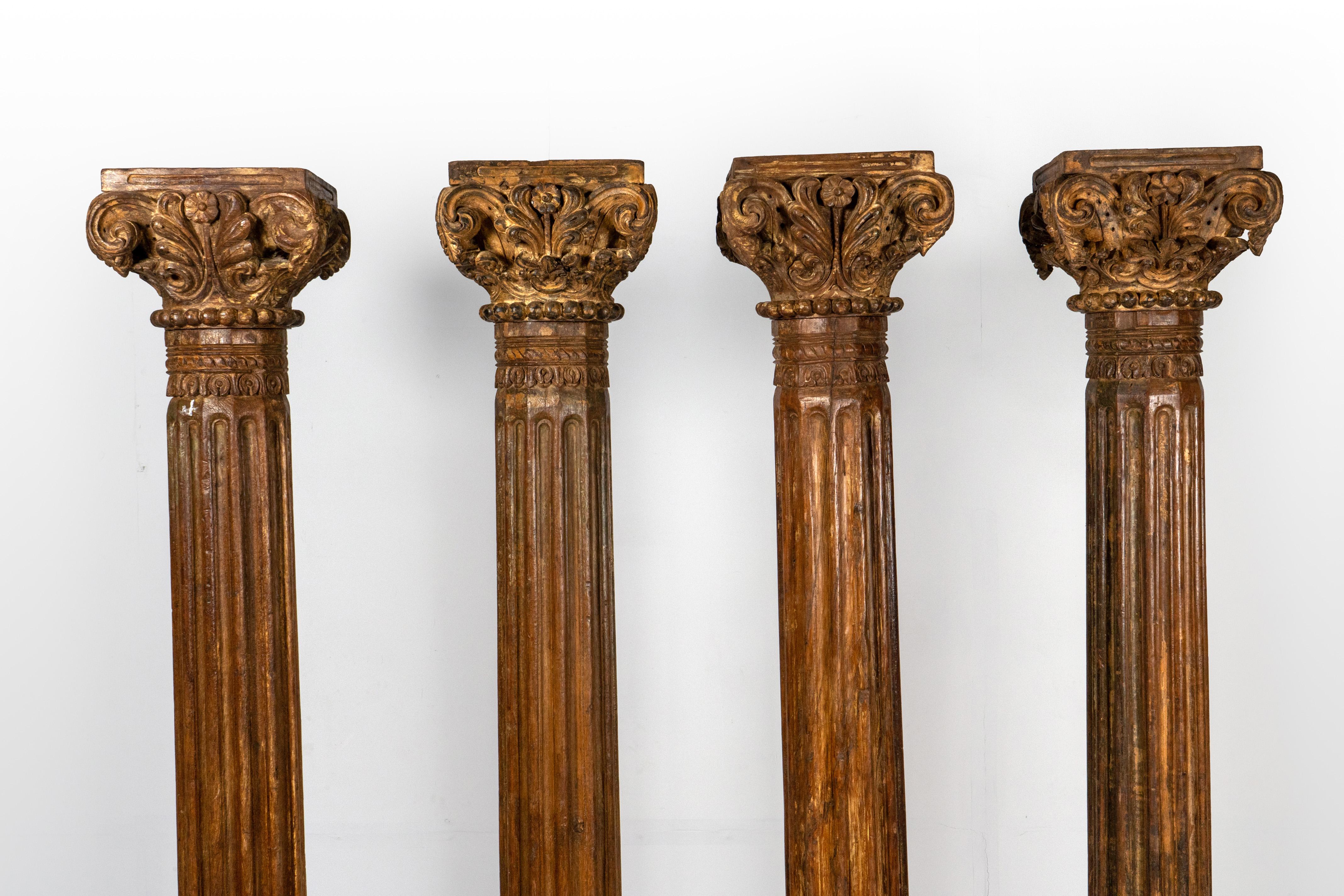 Indian A Set of Four European-Inspired Wooden Columns