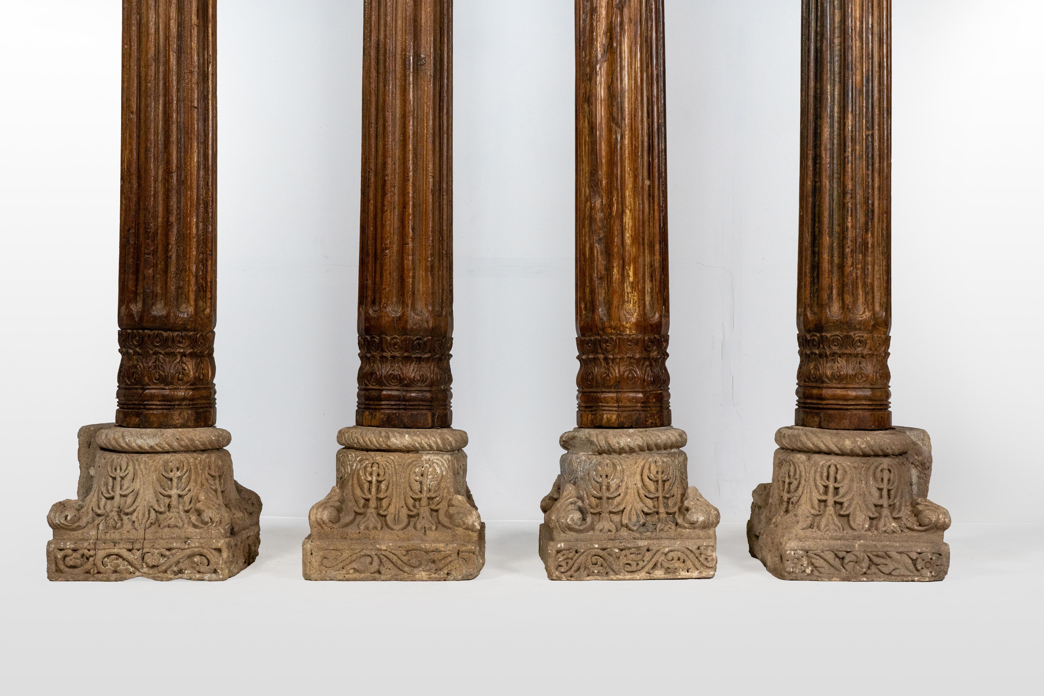 19th Century A Set of Four European-Inspired Wooden Columns