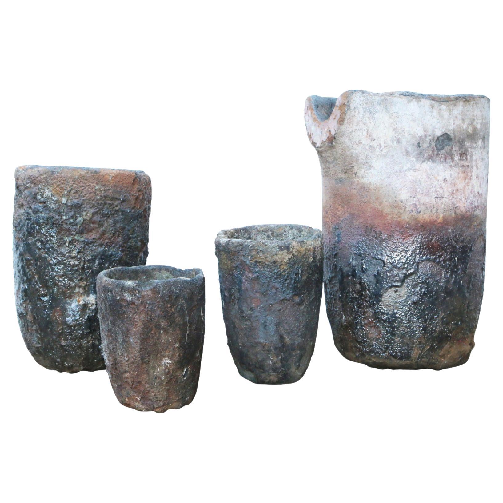 Set of Four Foundry Crucibles For Sale