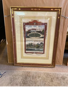 Set of Four Framed English 18th Century Hand Colored Architectural Prints