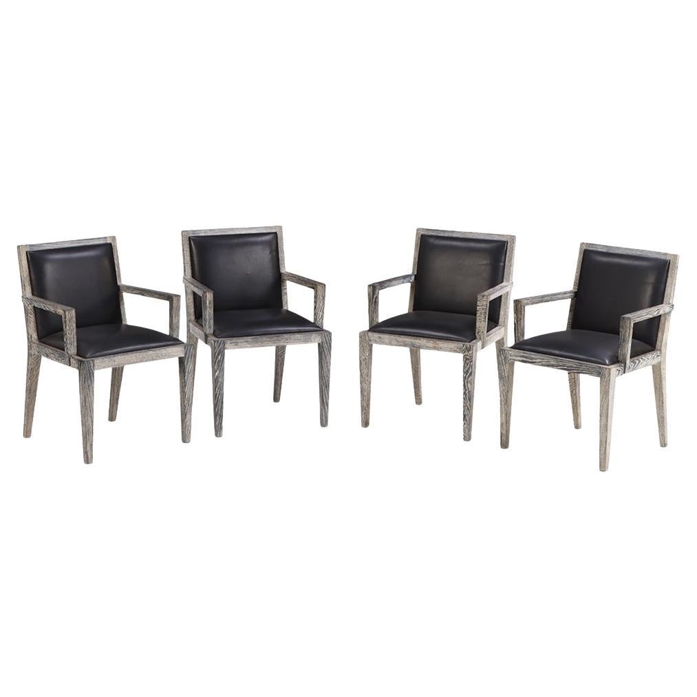 A Set of Four French Cerused Oak Armchairs, C. 1975. For Sale