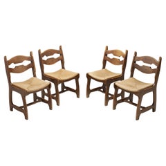 A Set of Four French Chairs with Straw Seats, France 20th Century