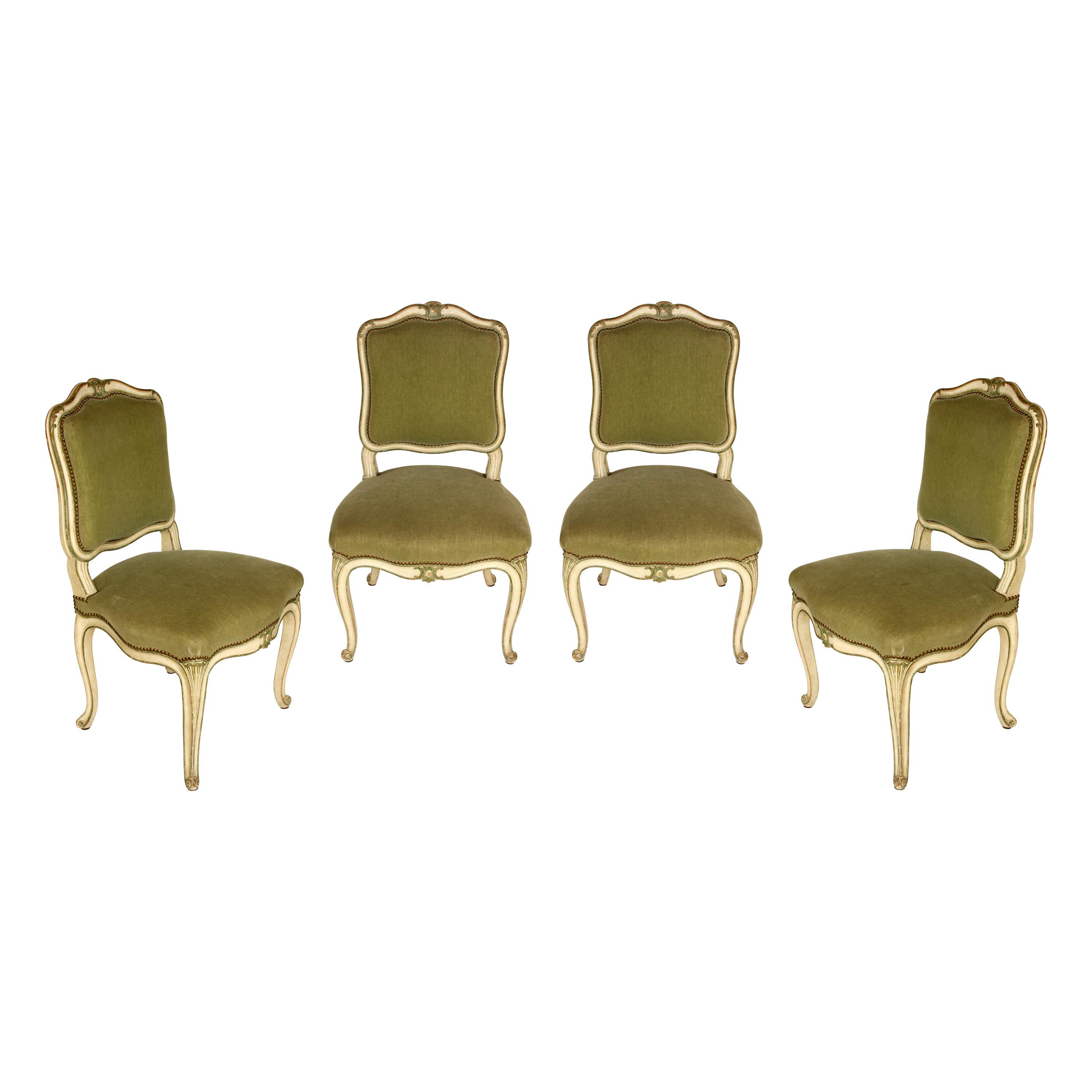 Set of Four French Louis XV Style Side Chairs, circa 1940