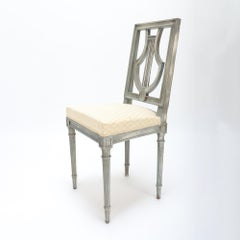 Set of Four French Louis XVI Style Painted Chairs, Lyre Model, C.1900