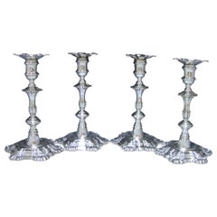 Set of Four George II Antique Silver Candlesticks