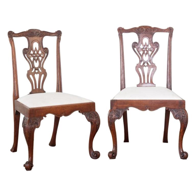 Set of Four George III Chippendale Period Mahogany Side Chairs