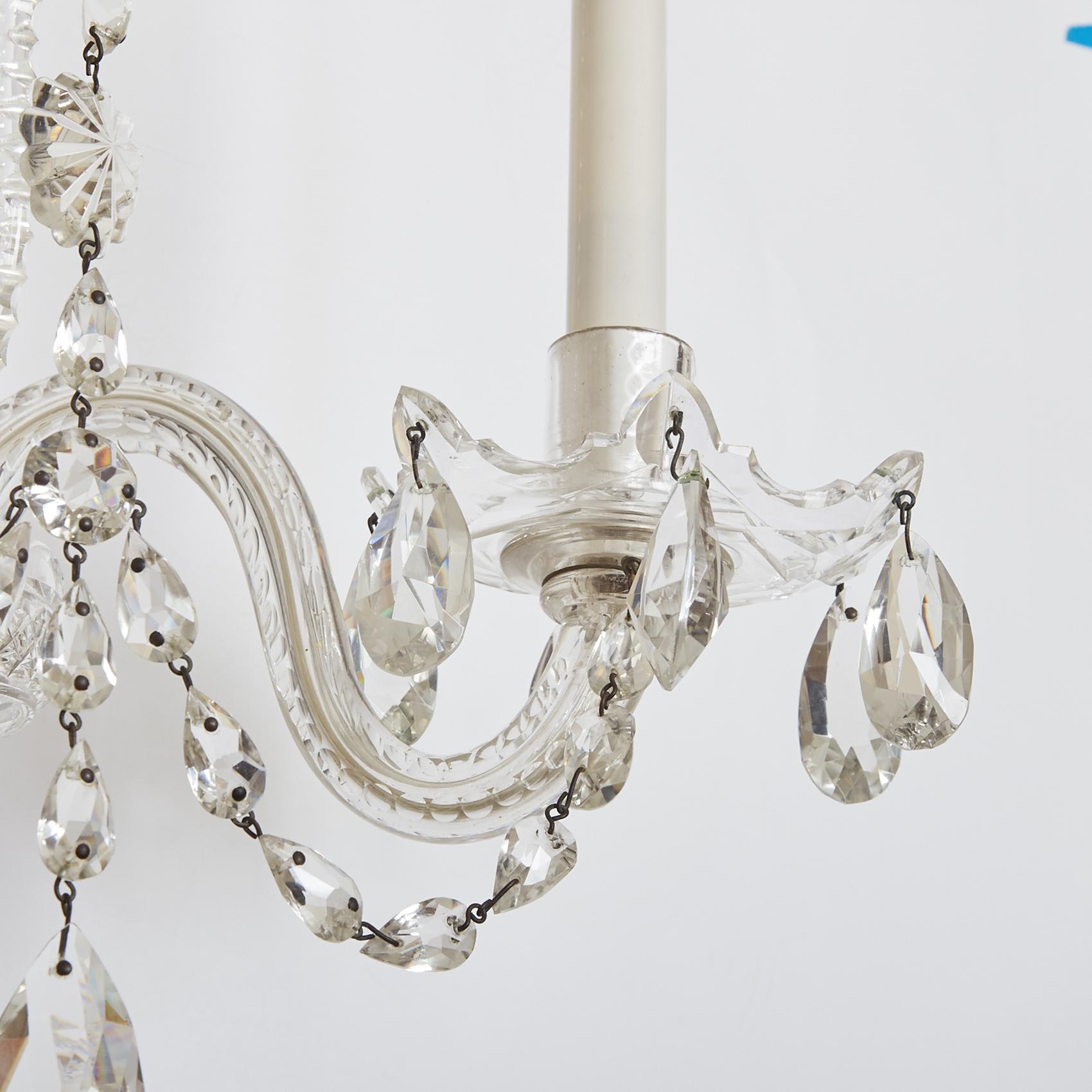 Pair of Georgian Crystal Arm Sconces In Good Condition In New York, NY