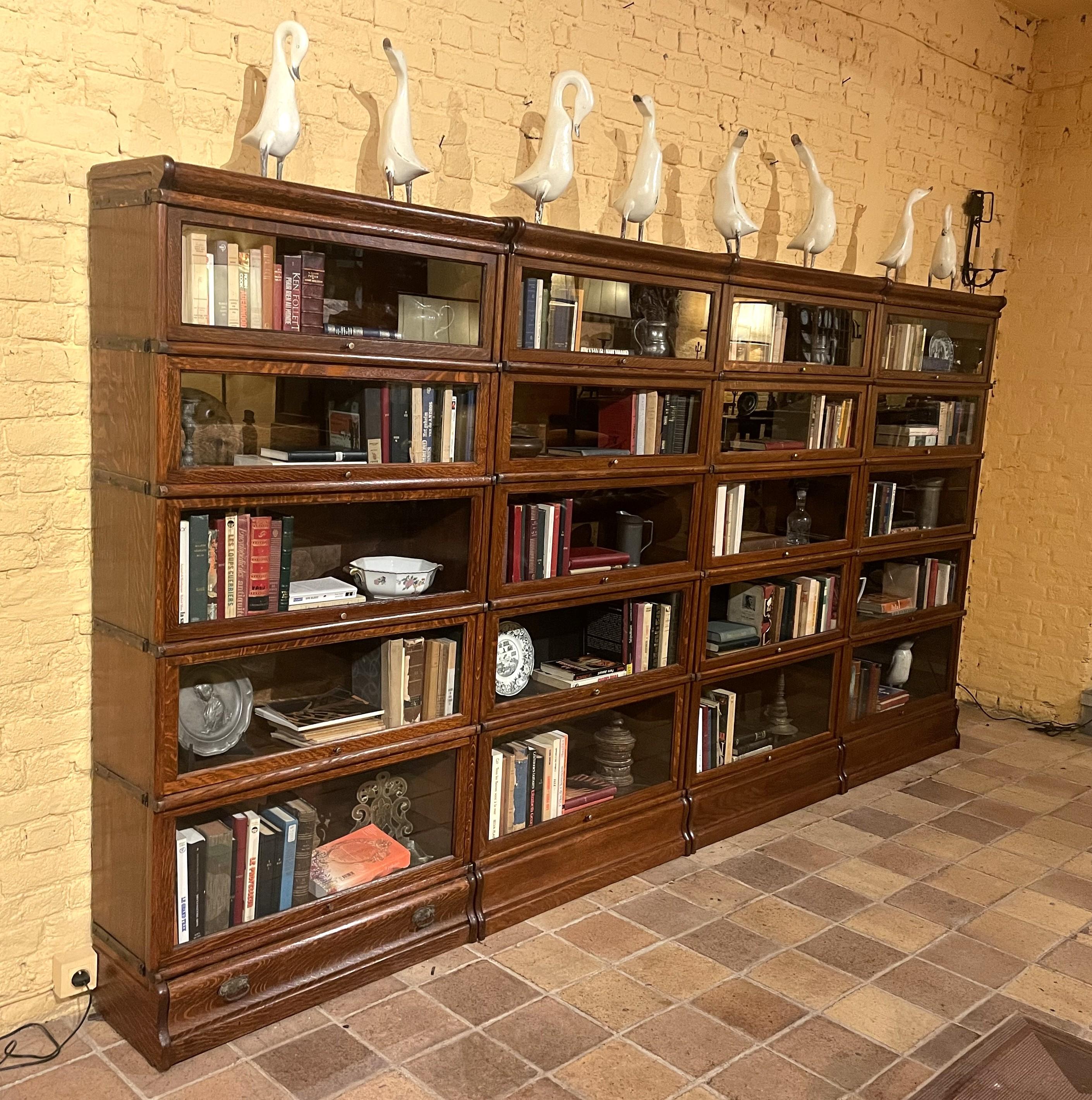 British A Set Of Four Globe Wernicke Oak Bookcases- 19th Century For Sale