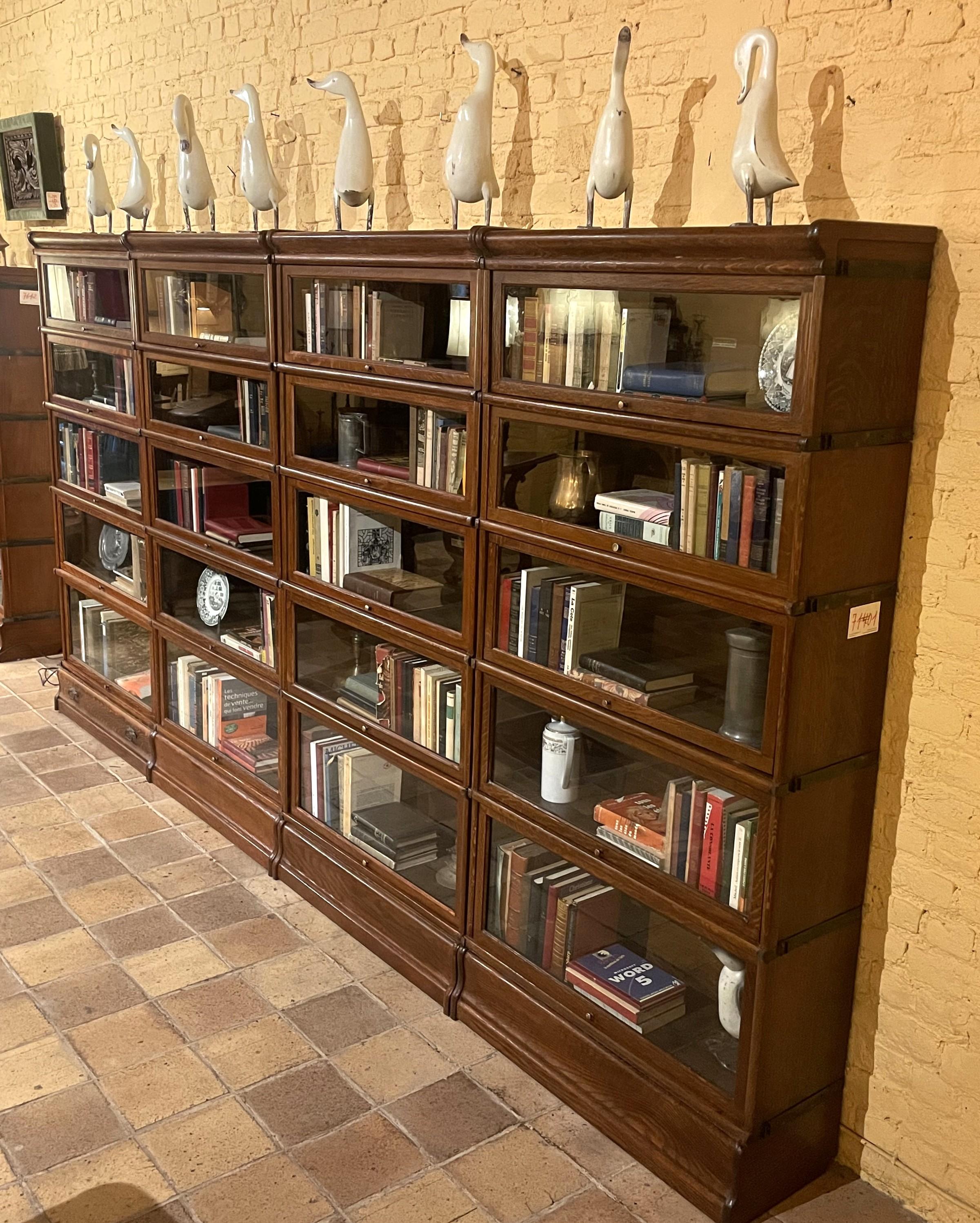 Mahogany A Set Of Four Globe Wernicke Oak Bookcases- 19th Century For Sale