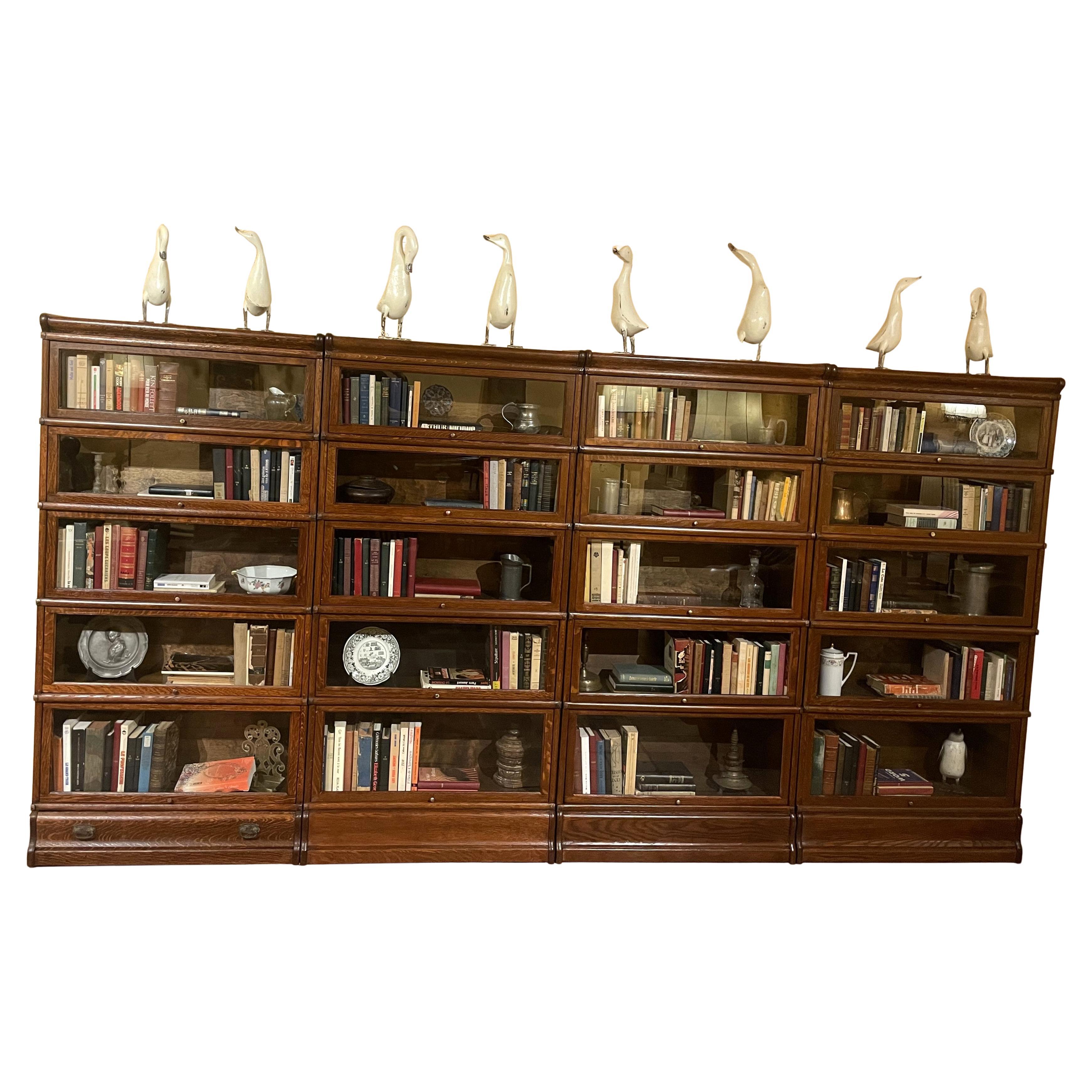 A Set Of Four Globe Wernicke Oak Bookcases- 19th Century