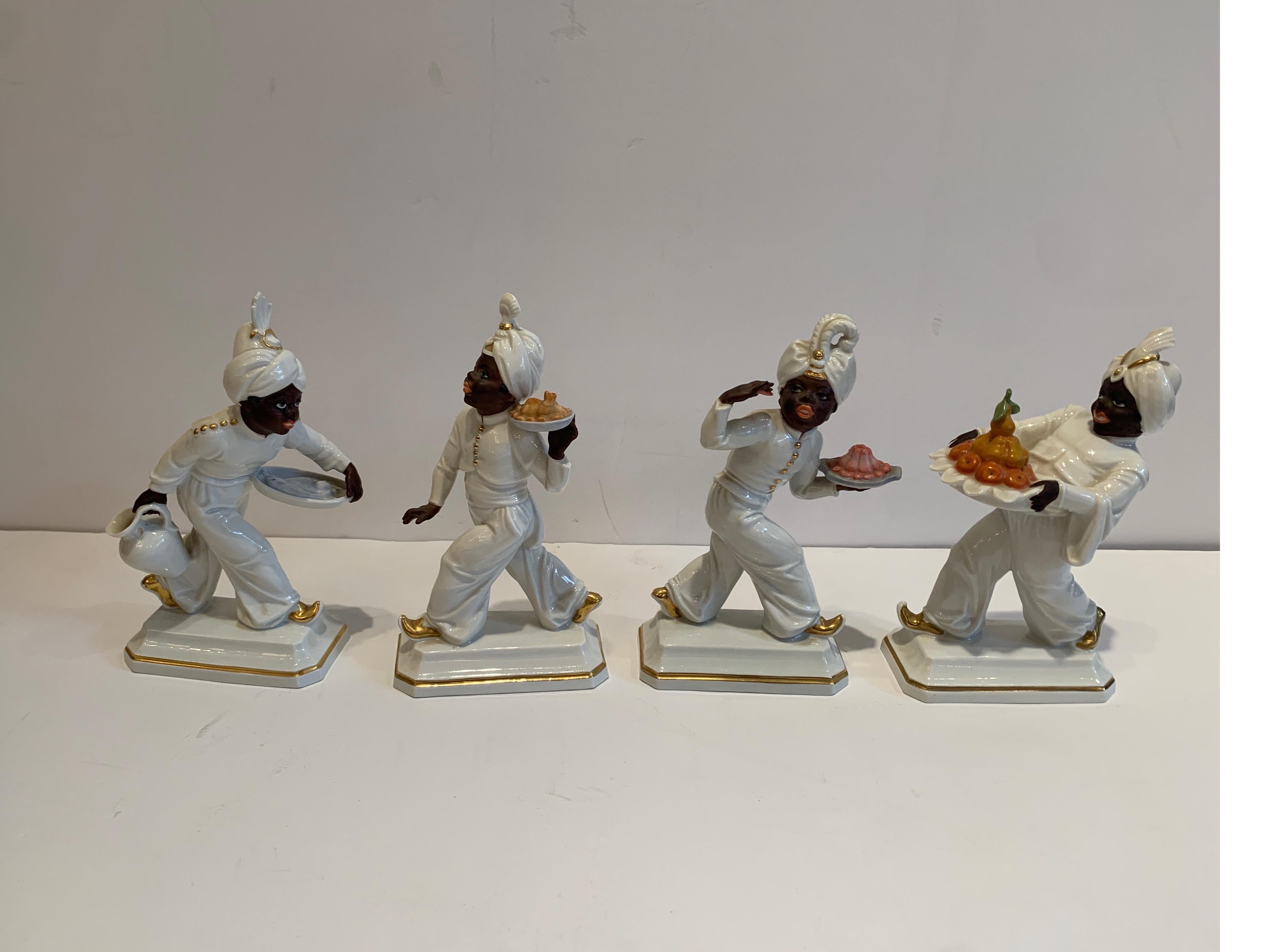 German Set of Four Hand Painted Porcelain Rosenthal Figurines