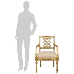A set of 4 Italian 18th century Louis XVI Period Mecca and Polychrome armchairs