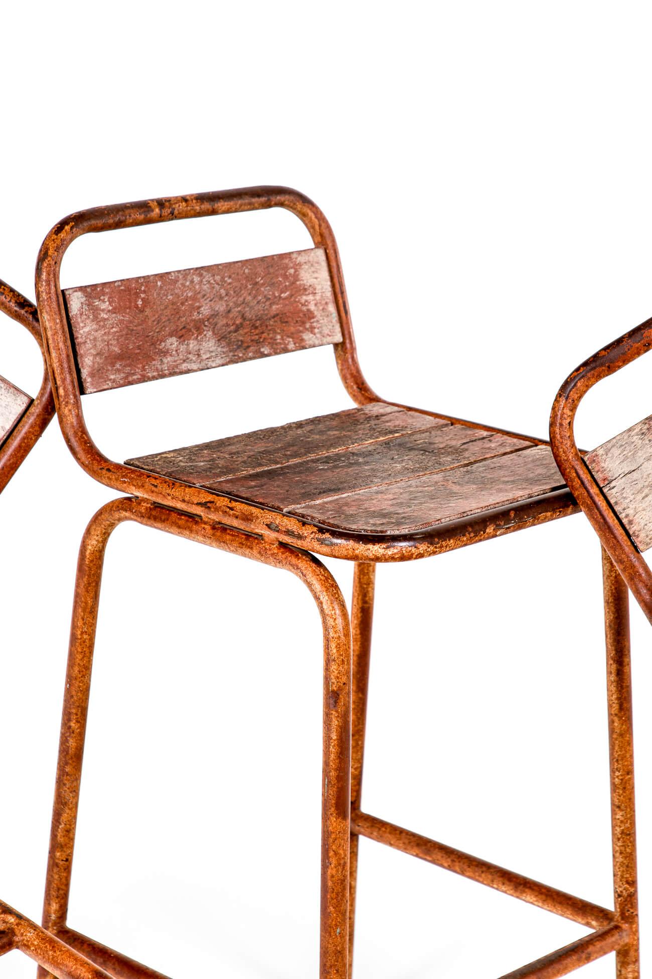 A Set of Four Italian Industrial Bar Stools For Sale 1