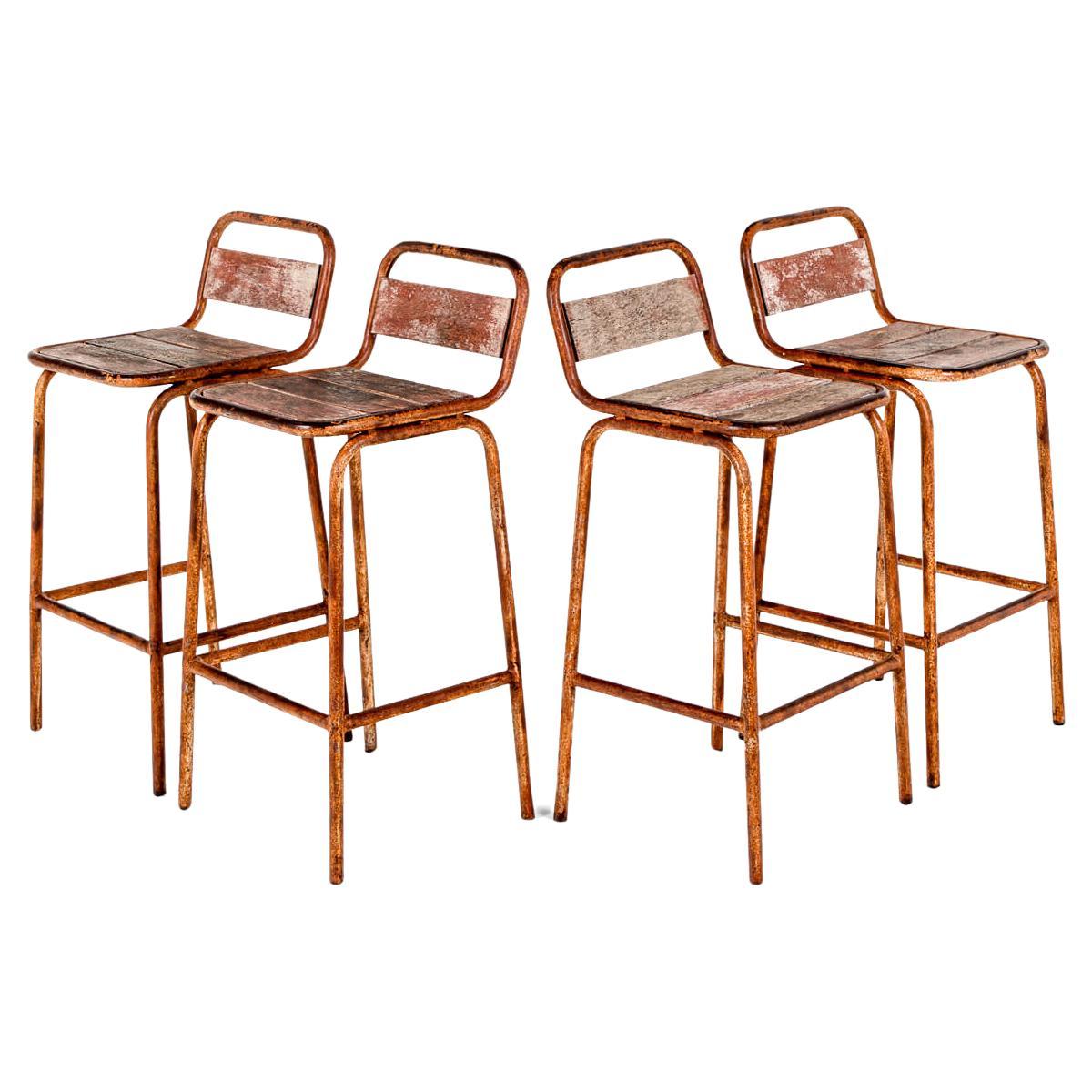 A Set of Four Italian Industrial Bar Stools