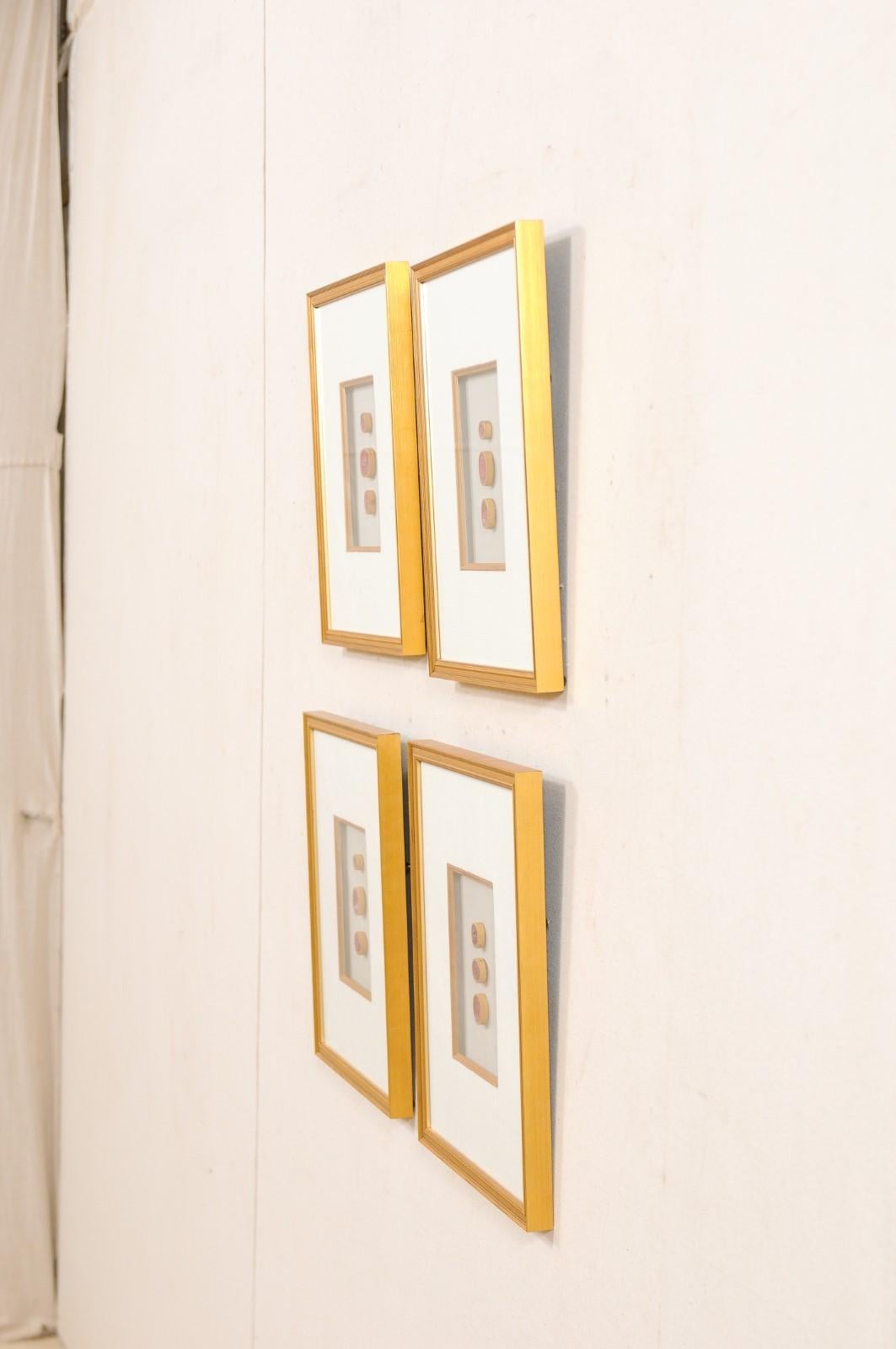 Set of Four Italian Neoclassical Red Intaglios Mounted in Custom Gold Frames 4