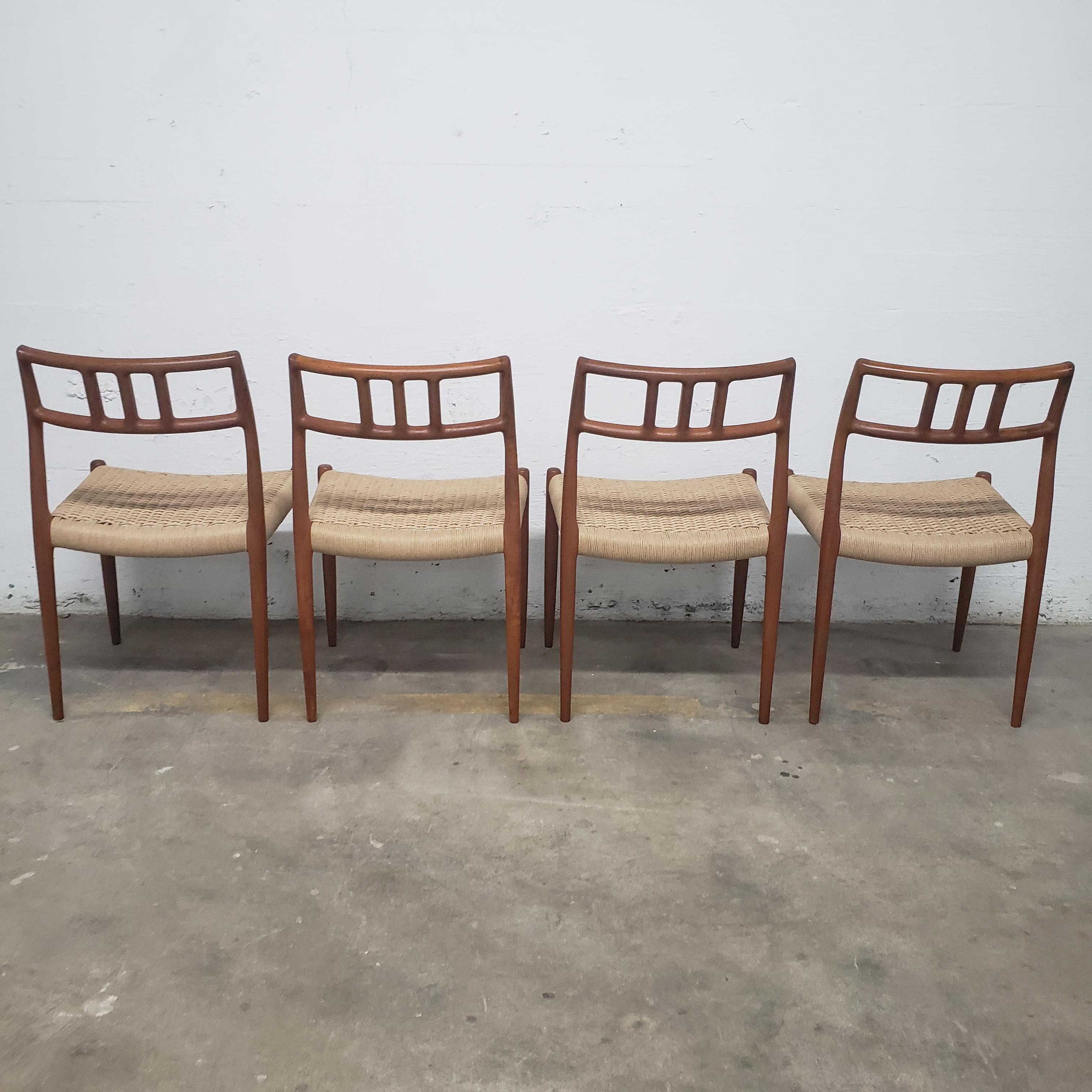 Scandinavian Modern Set of Four JL Moller Side Chairs 79