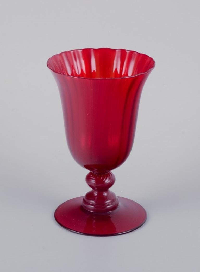 Swedish A set of four large red wine glasses. Sweden. Late 20th C. For Sale