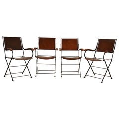 Set of Four Leather Chairs, France, 1960s