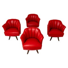 Set of Four Leather Upholstered Tub Chairs