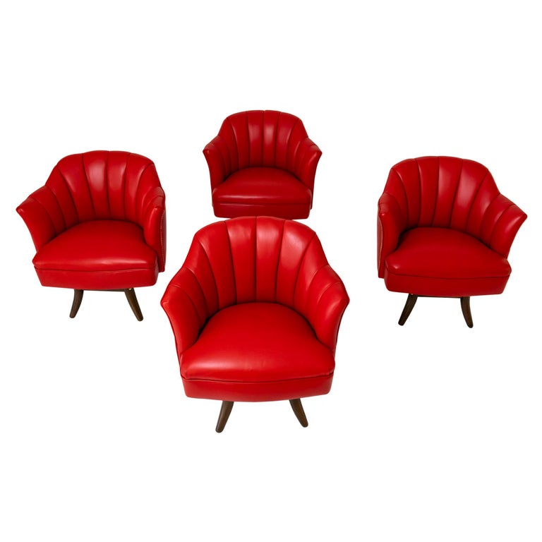 Set of Four Leather Upholstered Tub Chairs at 1stDibs