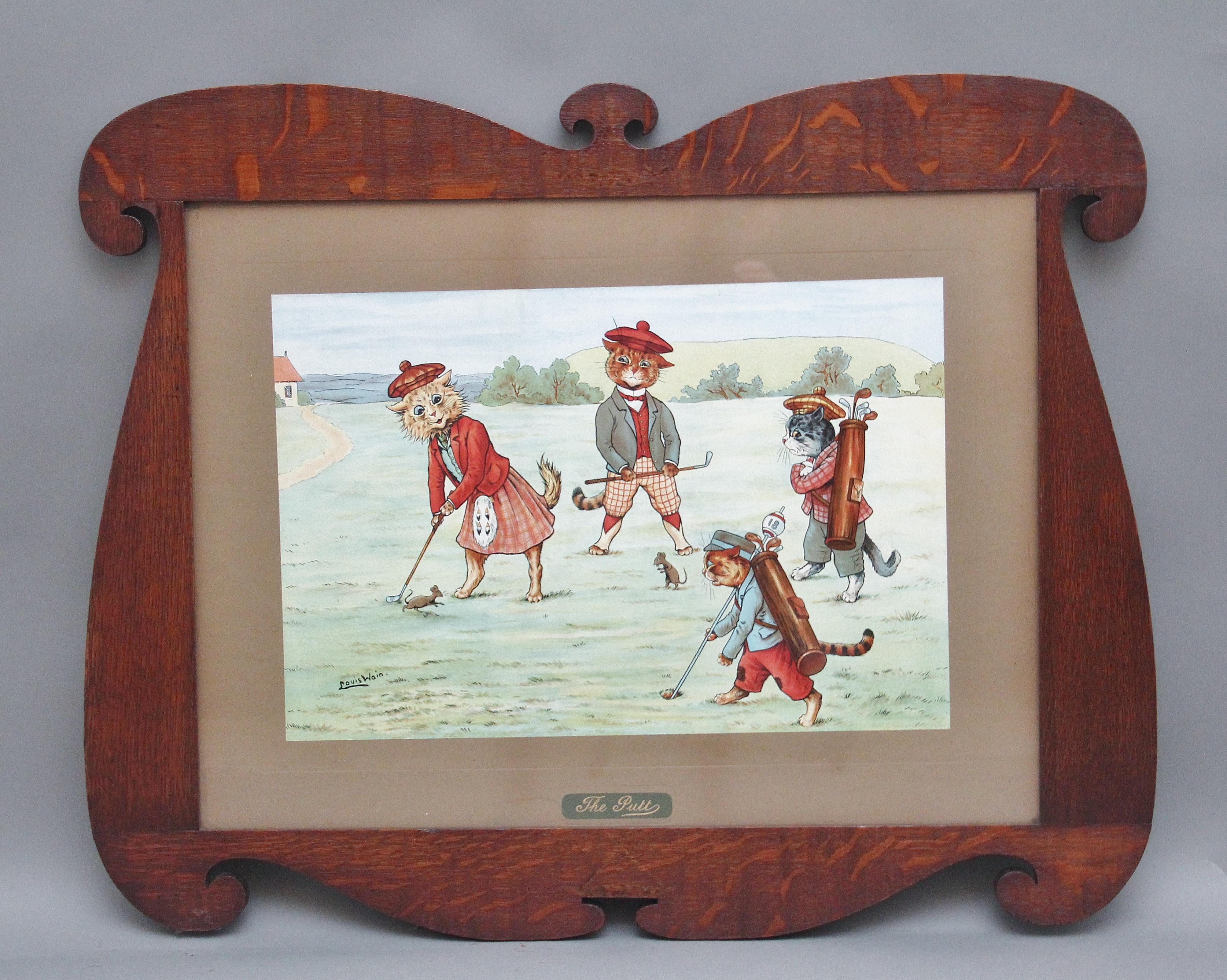 A set of four Louis Wain prints with the original frames For Sale 7