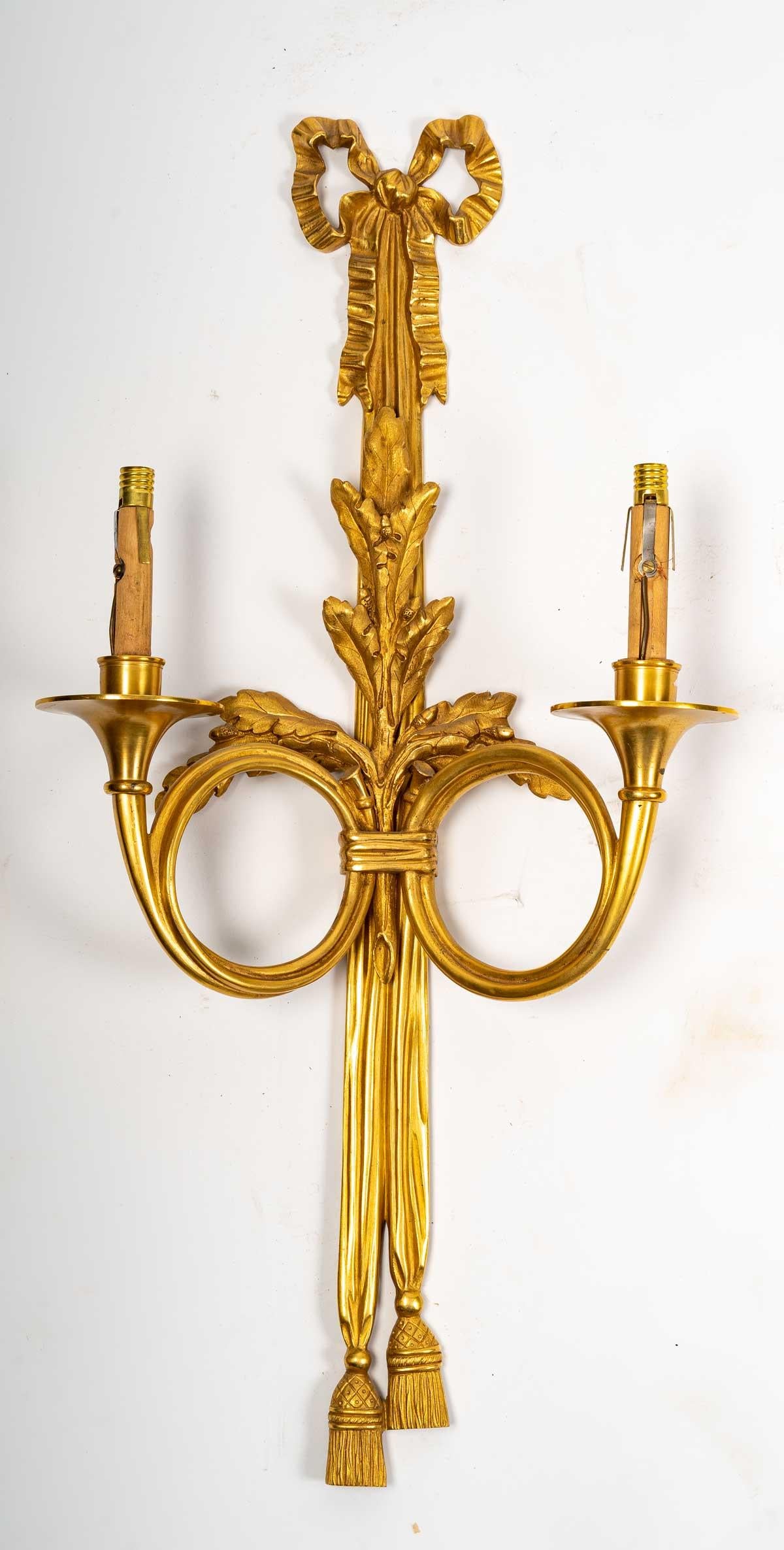 Set of Four Louis XVI Style Gilt Bronze Sconces 2