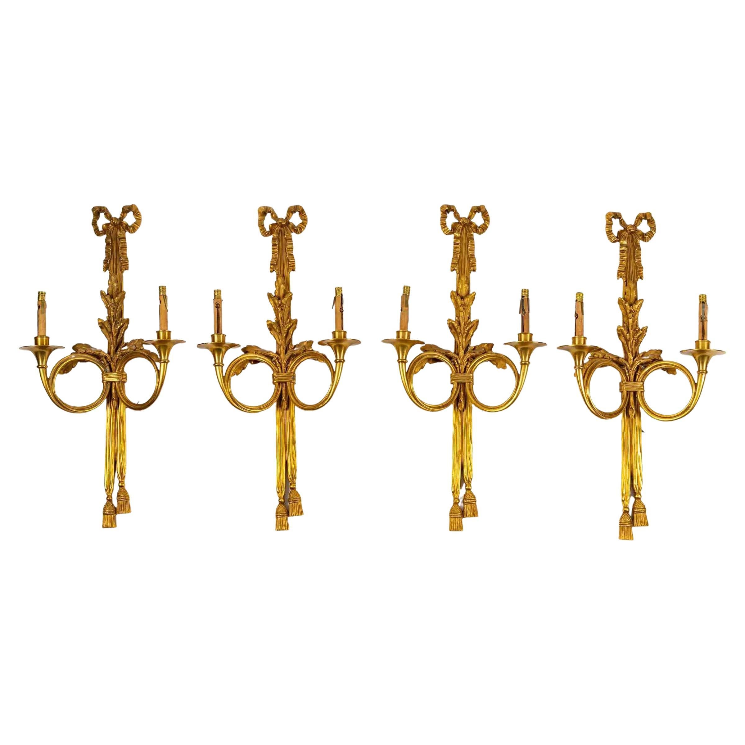 Set of Four Louis XVI Style Gilt Bronze Sconces