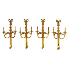 Set of Four Louis XVI Style Gilt Bronze Sconces